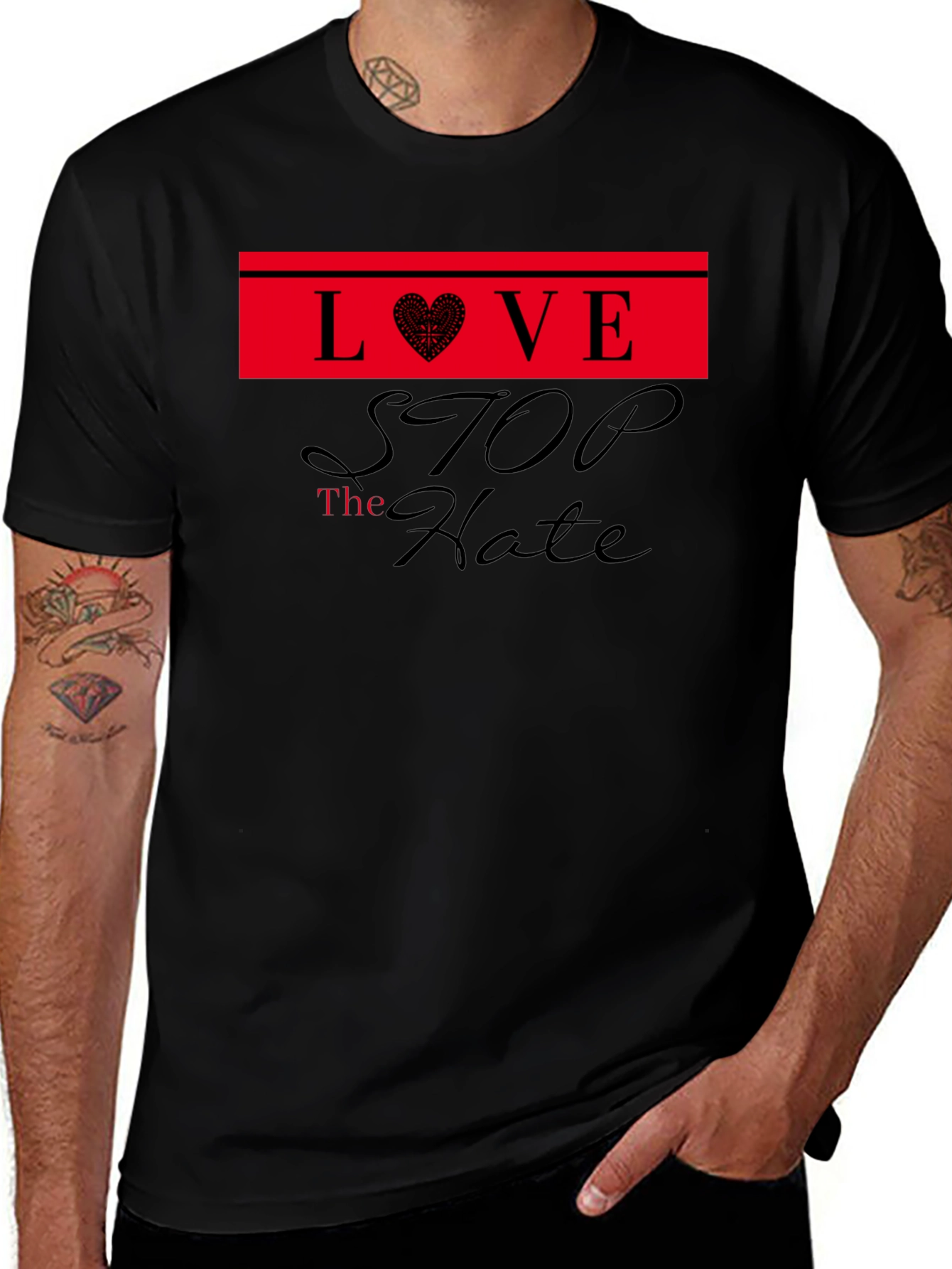 Love Stop Hate Black T-Shirt
