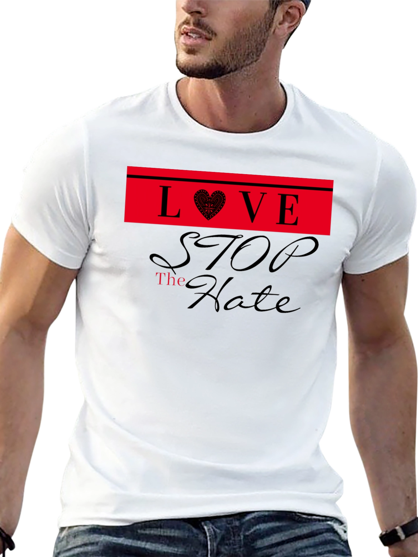 Love Stop Hate Black T-Shirt