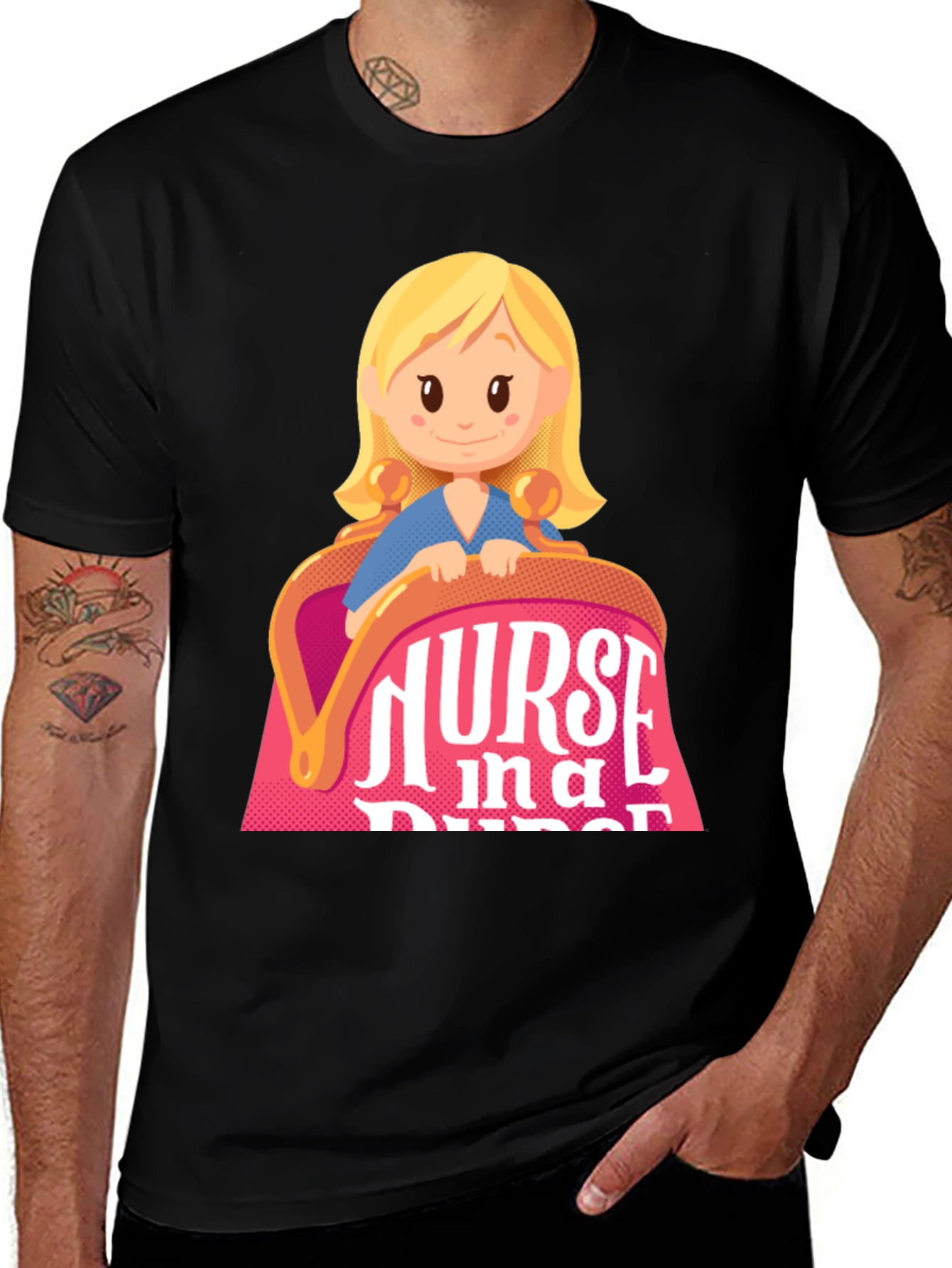 Nurse in a Purse Cartoon Graphic T-Shirt