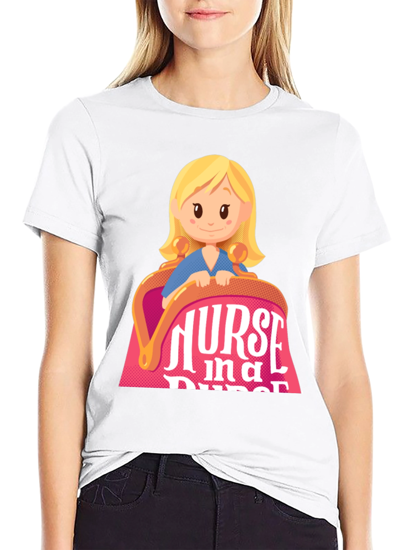Nurse in a Purse Cartoon Graphic T-Shirt