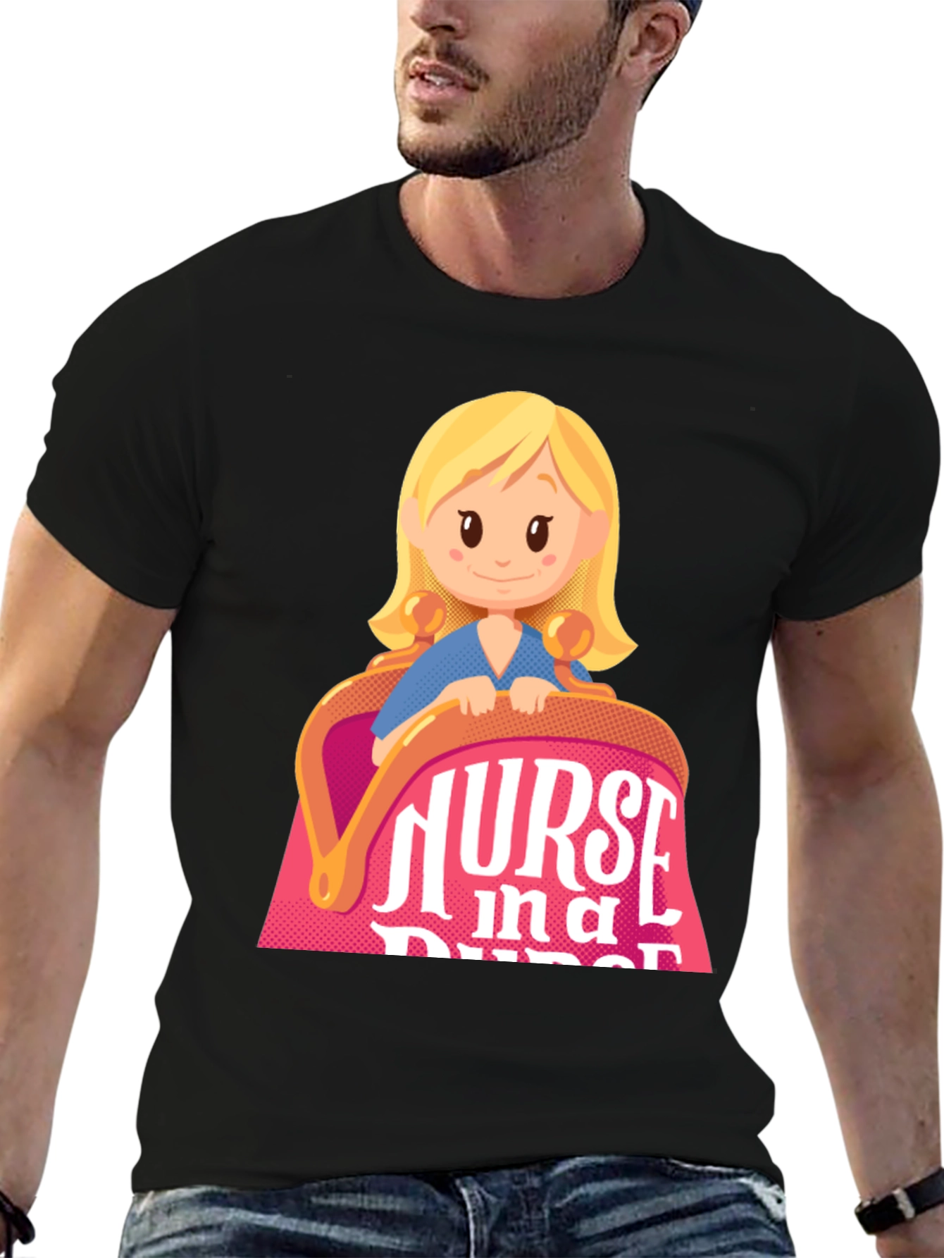 Nurse in a Purse Cartoon Graphic T-Shirt