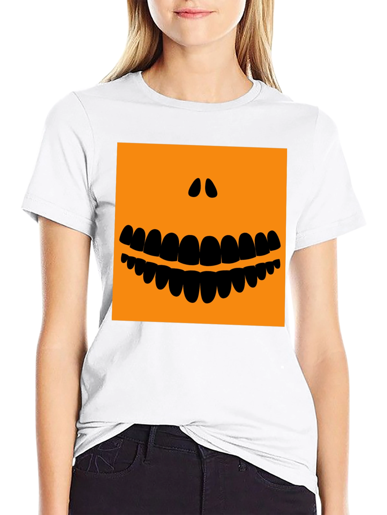 Halloween Pumpkin Face Black T-Shirt