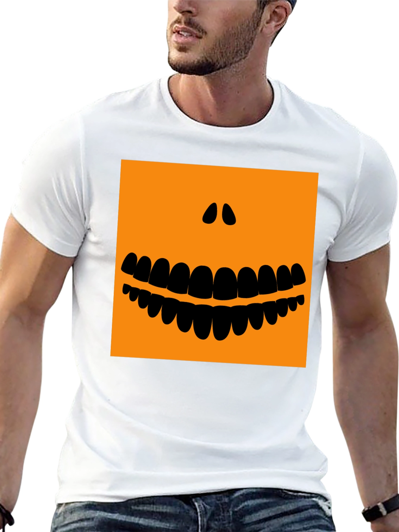 Halloween Pumpkin Face Black T-Shirt