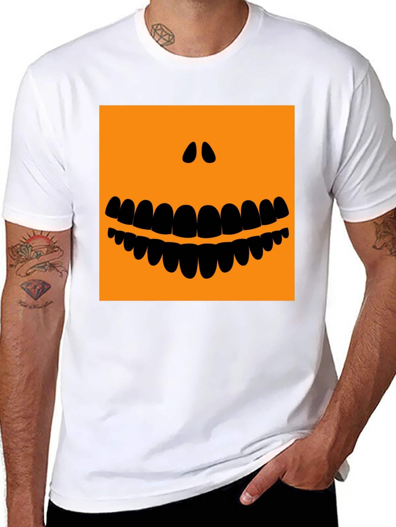 Halloween Pumpkin Face Black T-Shirt