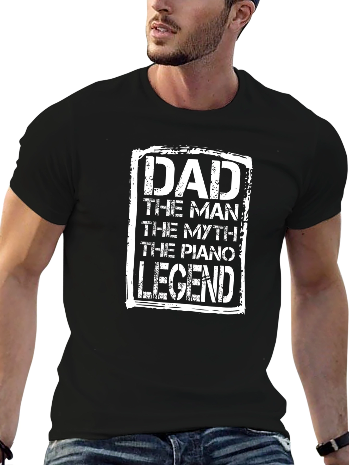 Dad Piano Legend T-Shirt - Mens Black Tee