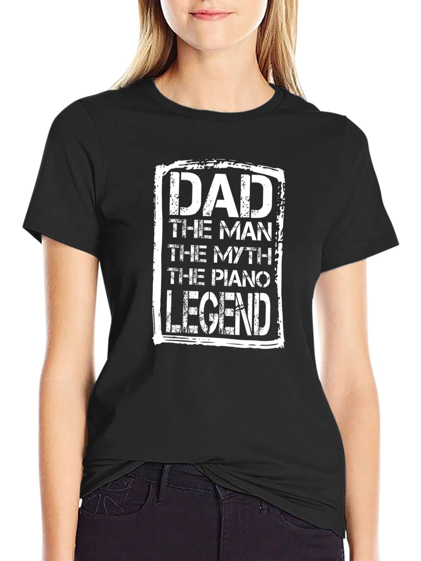 Dad Piano Legend T-Shirt - Mens Black Tee
