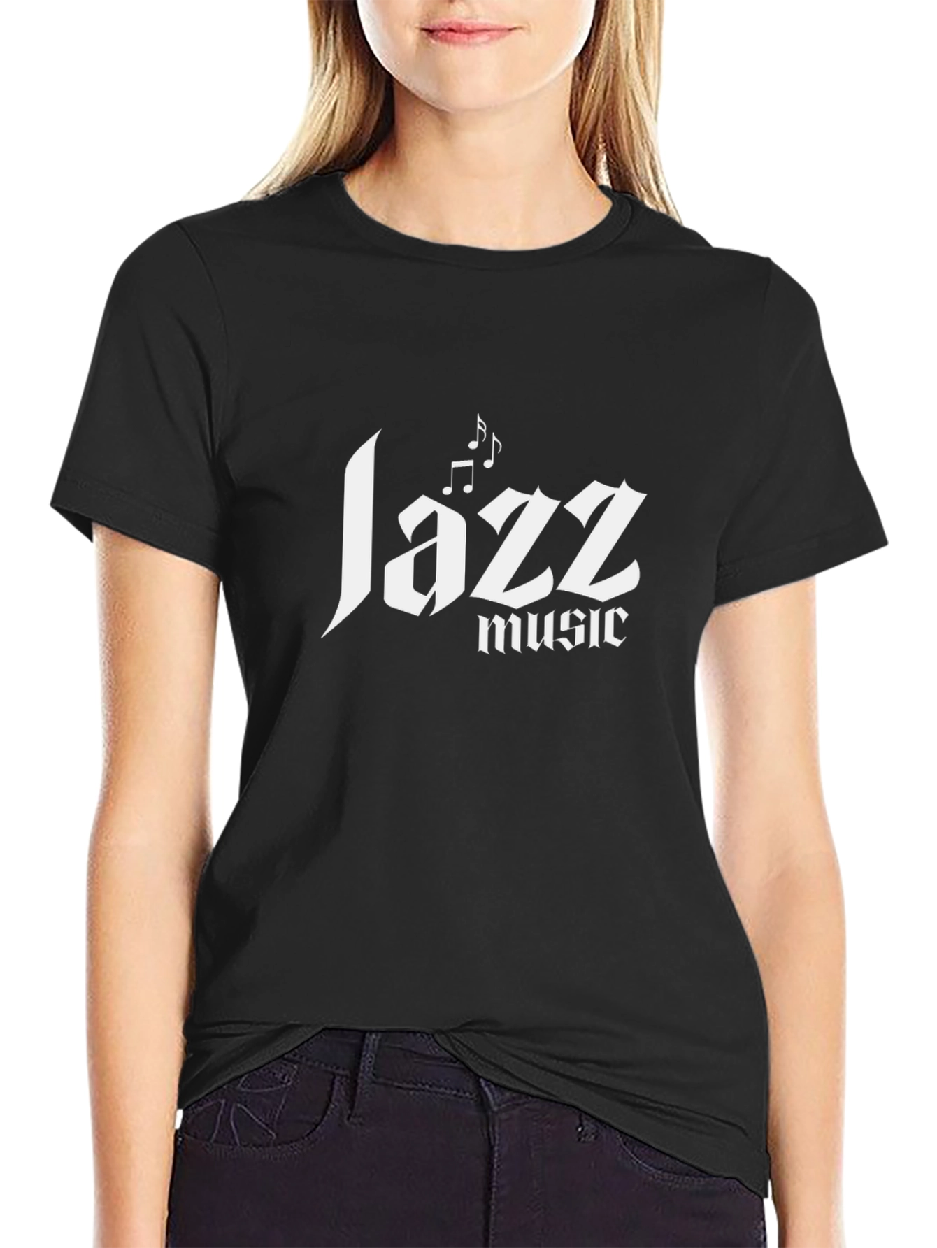Jazz Music Graphic Tee - Black Cotton T-Shirt
