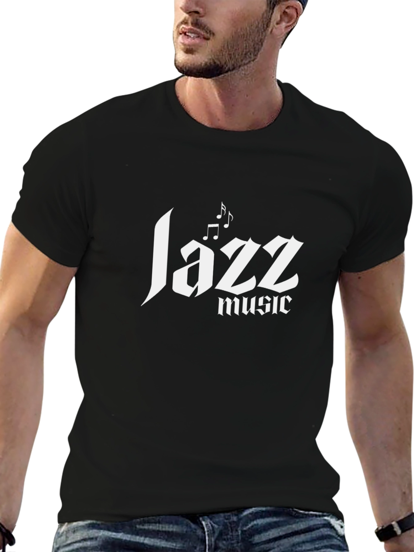 Jazz Music Graphic Tee - Black Cotton T-Shirt