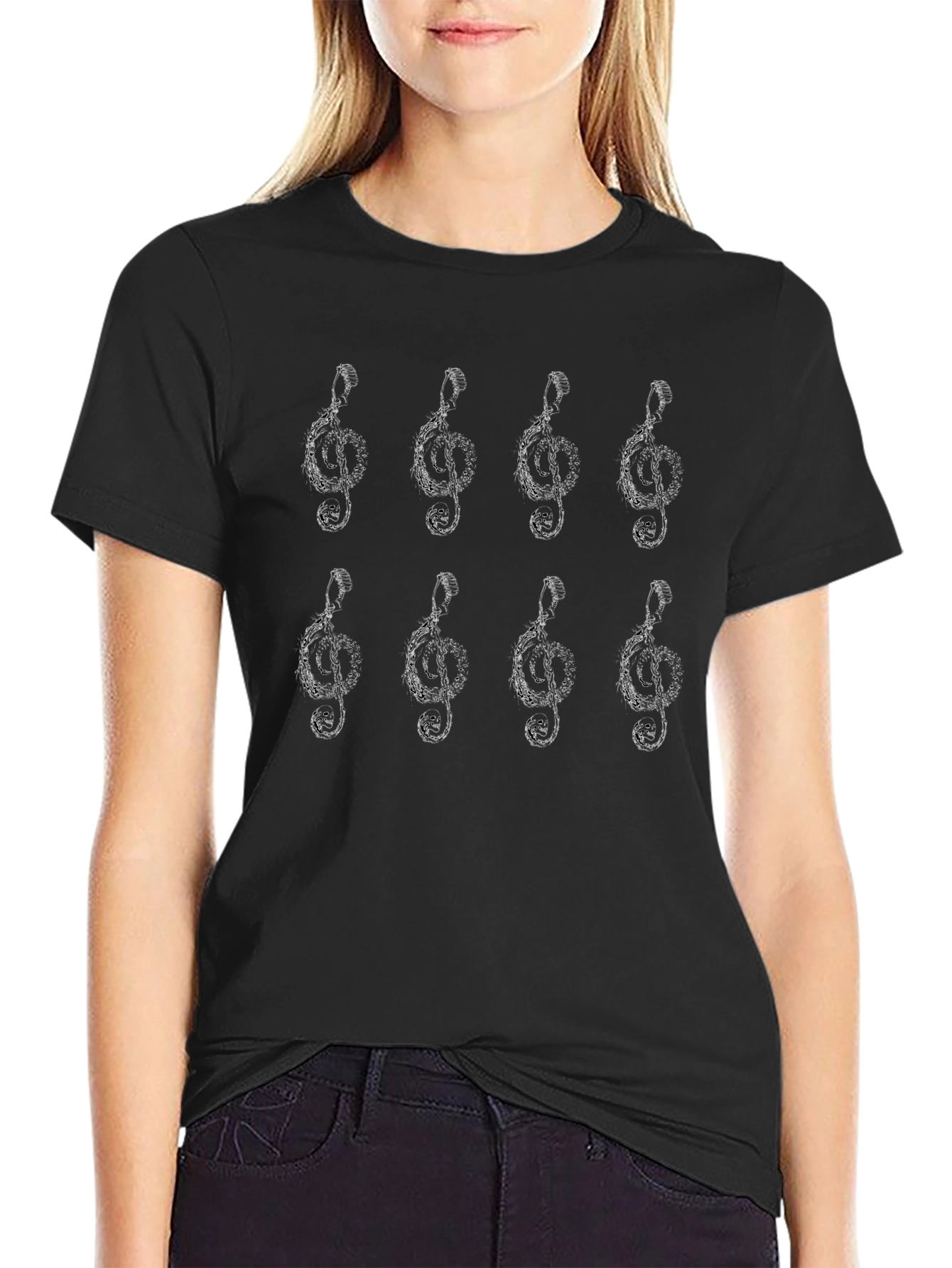 Musical Note Graphic Tee - Black