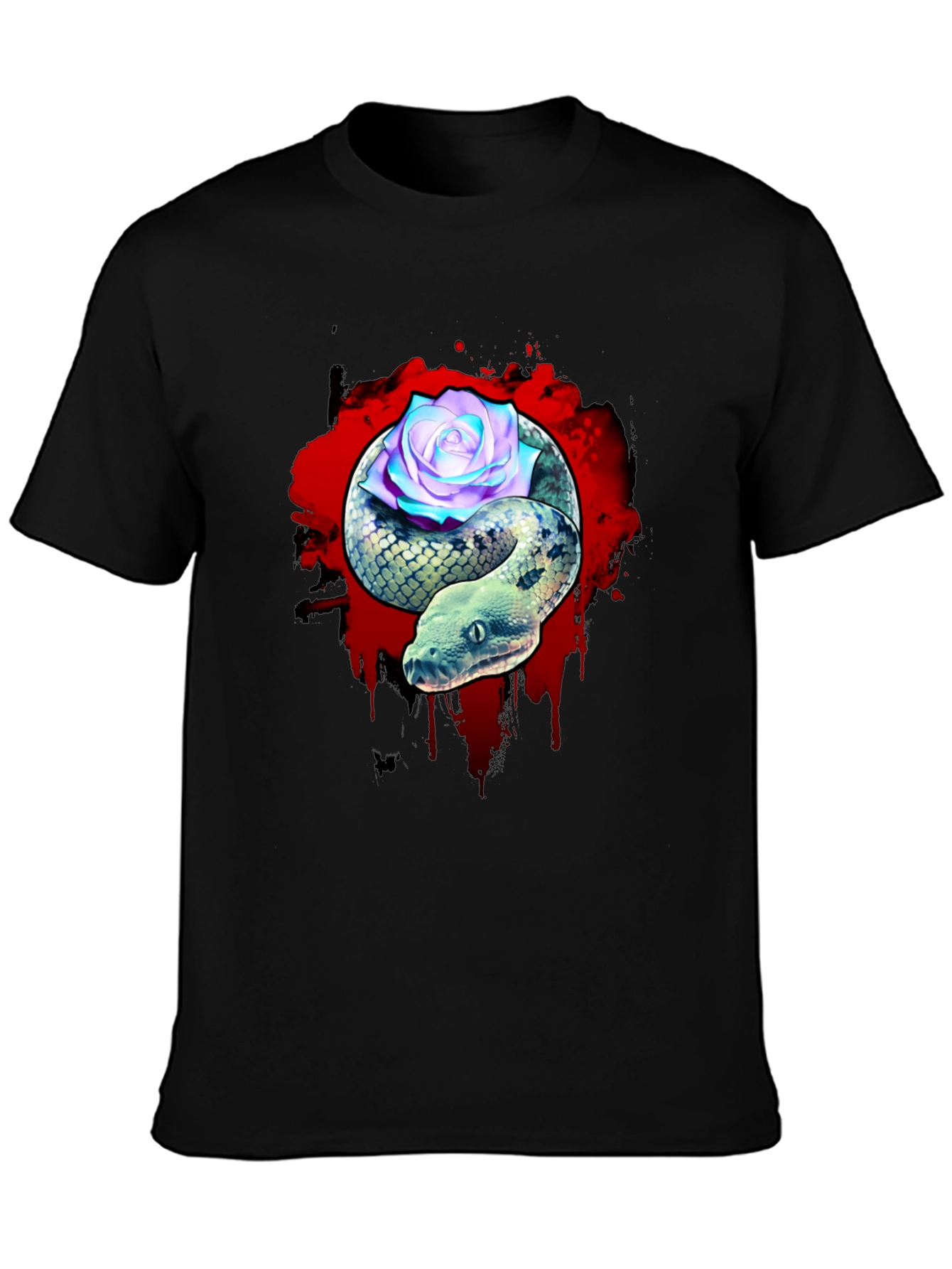 Snake and Rose Graphic T-Shirt - Unique Design