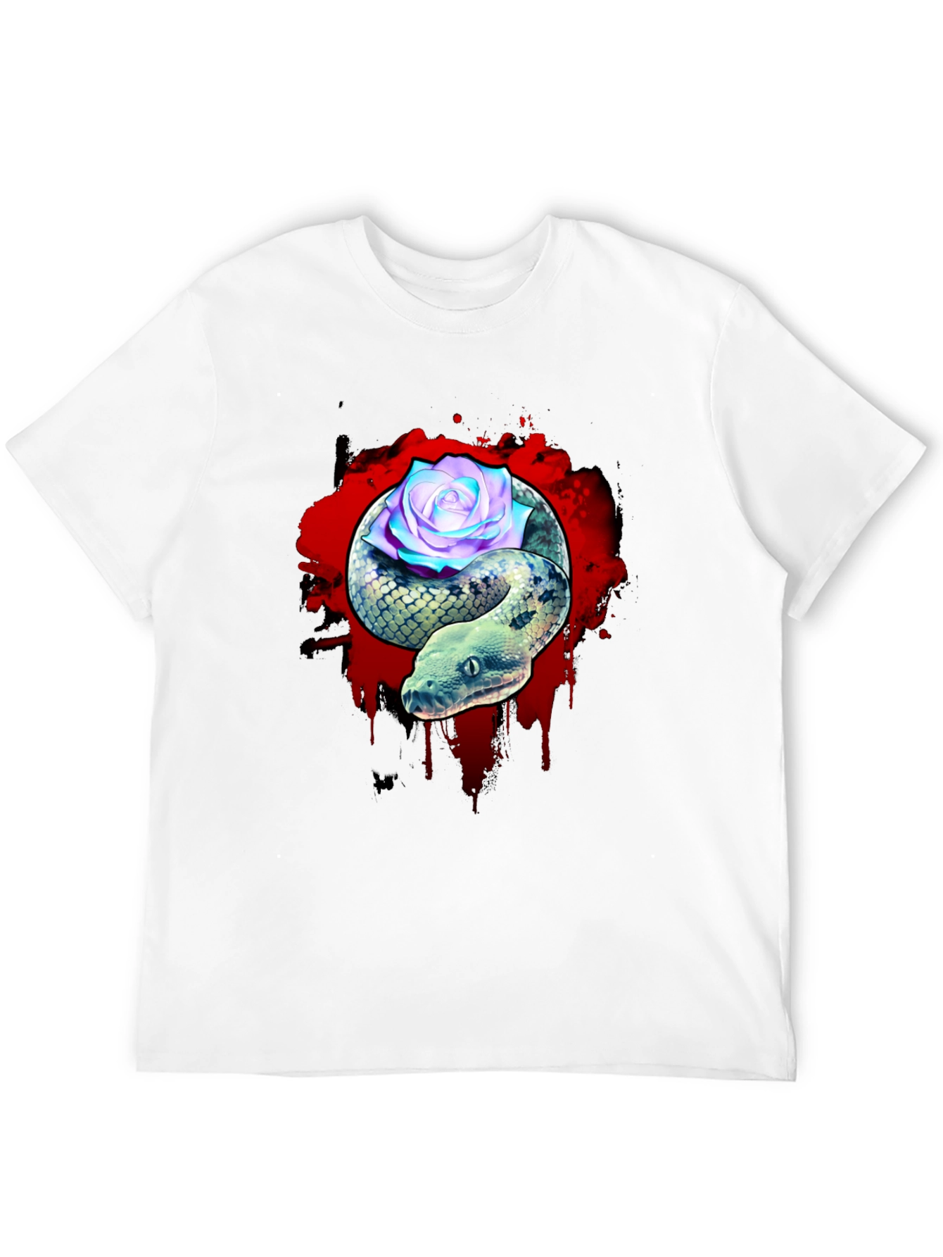 Snake and Rose Graphic T-Shirt - Unique Design