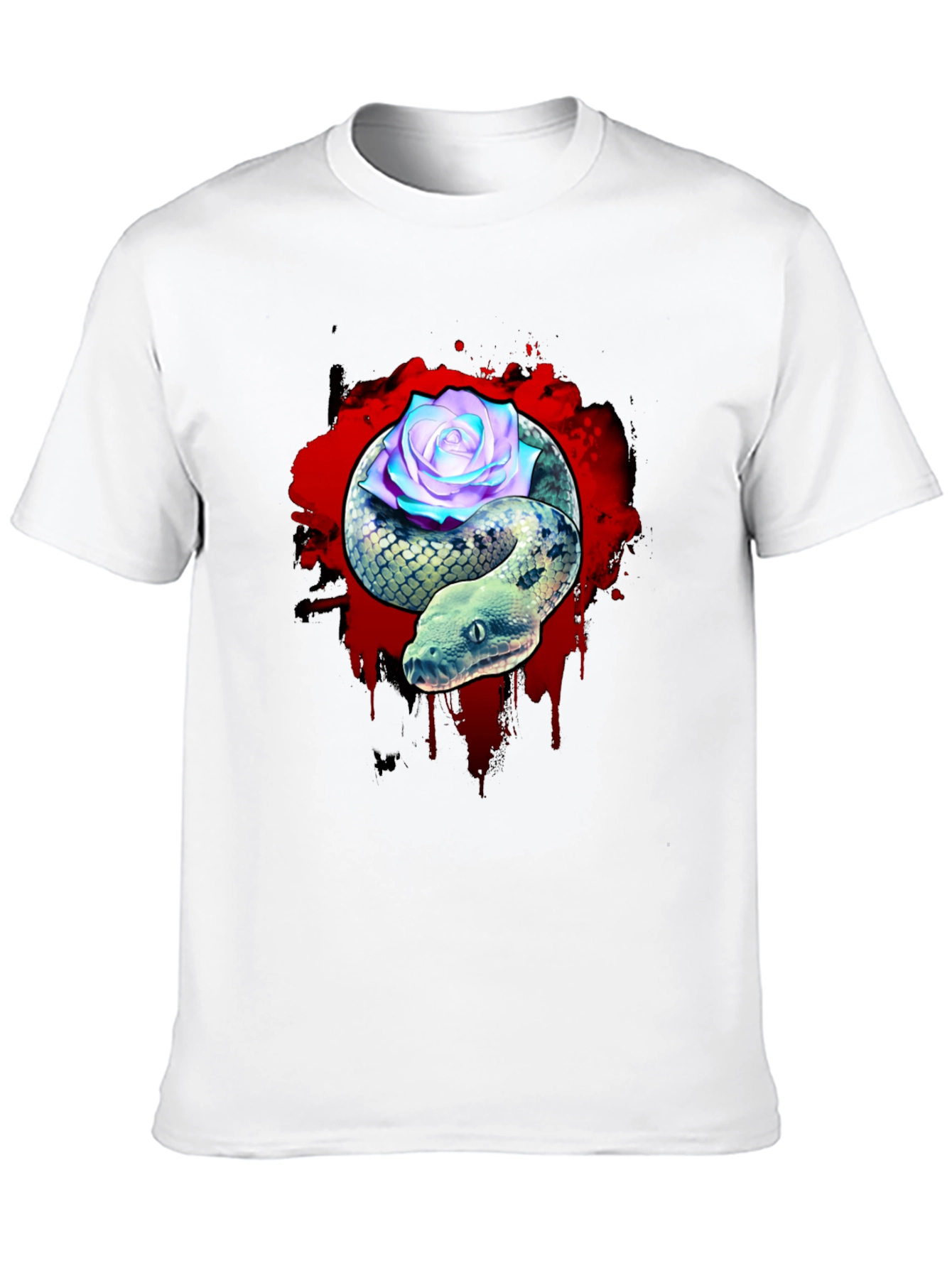 Snake and Rose Graphic T-Shirt - Unique Design