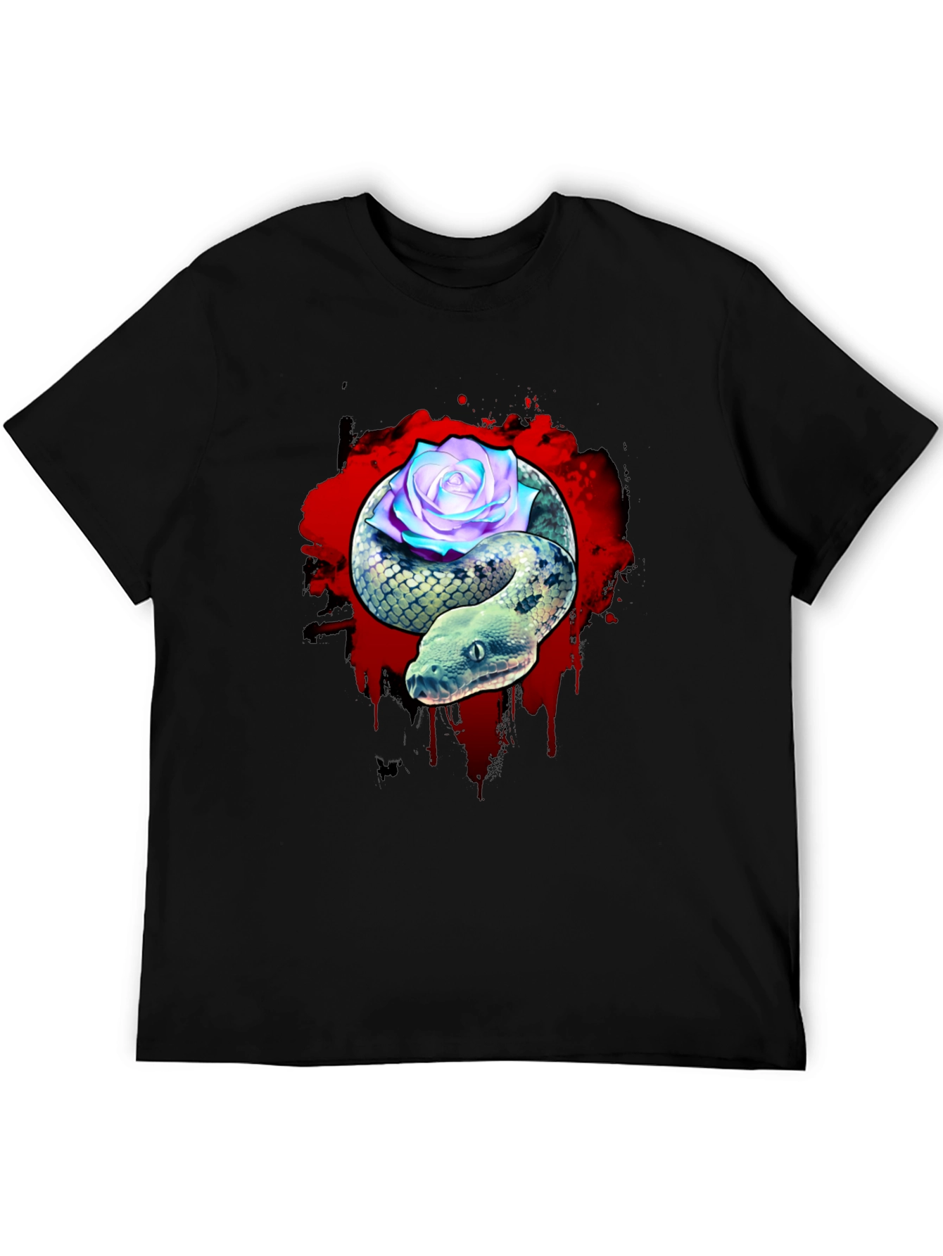 Snake and Rose Graphic T-Shirt - Unique Design