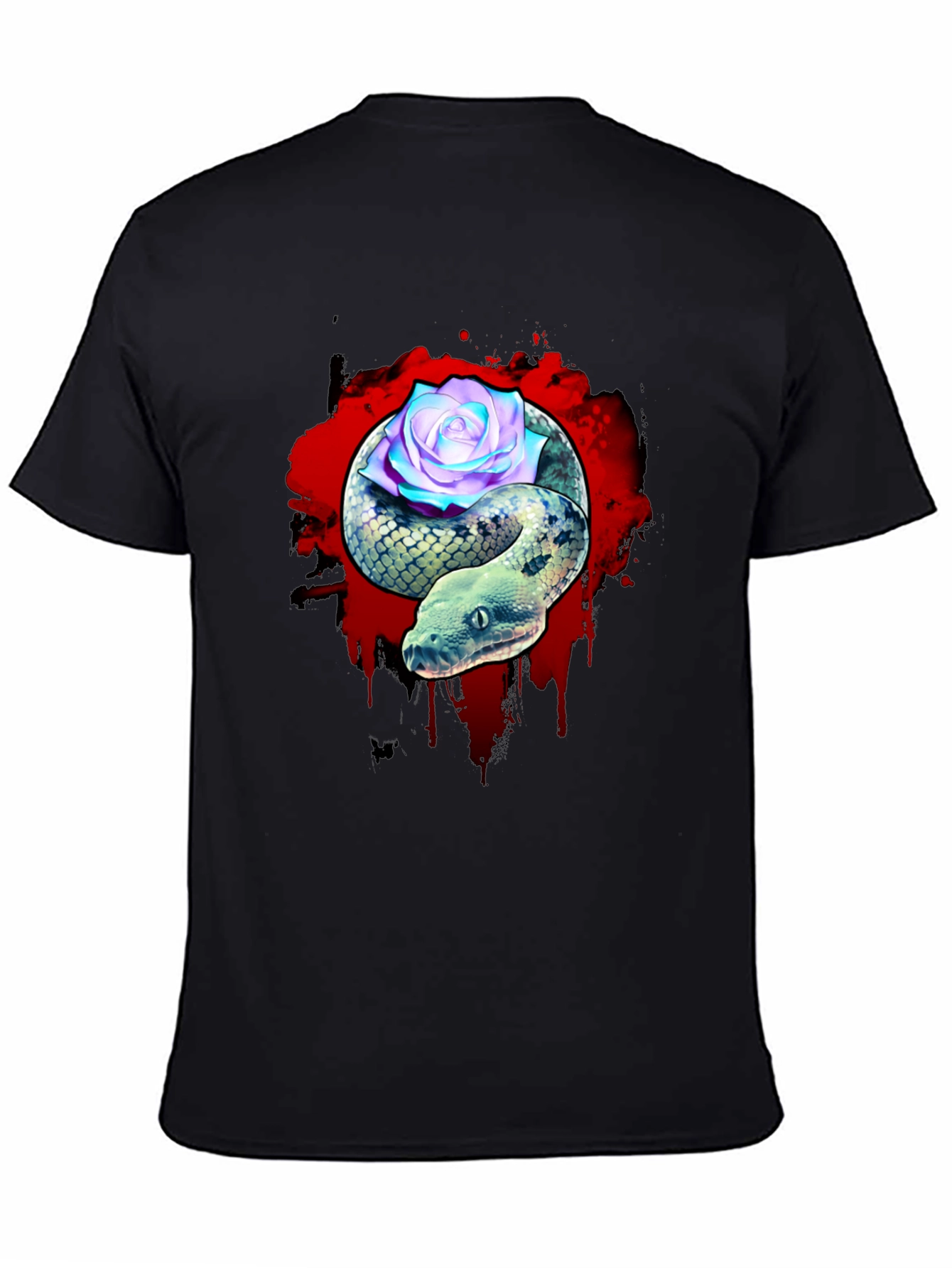 Snake and Rose Graphic T-Shirt - Unique Design