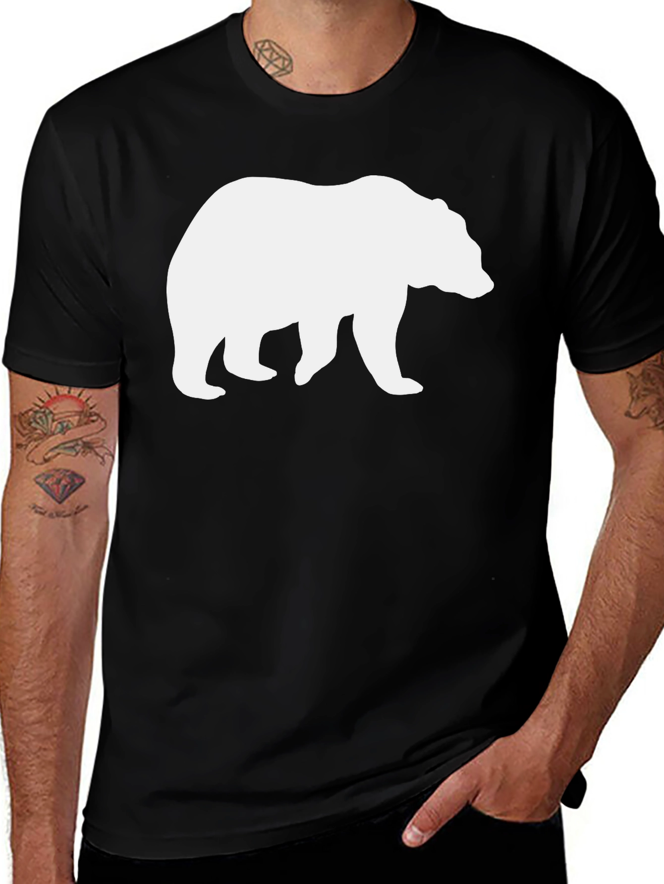 Bear Graphic Tee - Black Casual T-Shirt