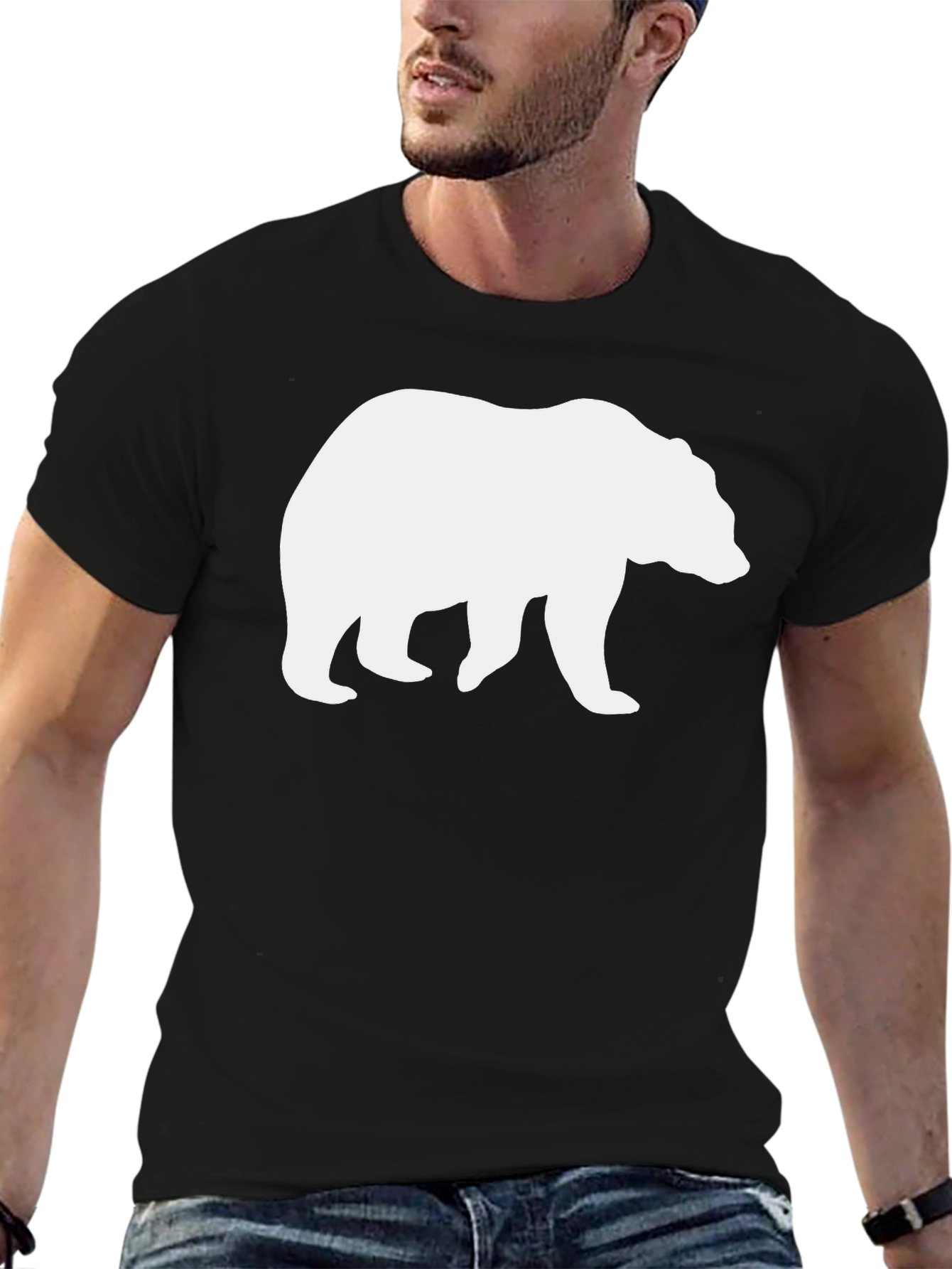 Bear Graphic Tee - Black Casual T-Shirt