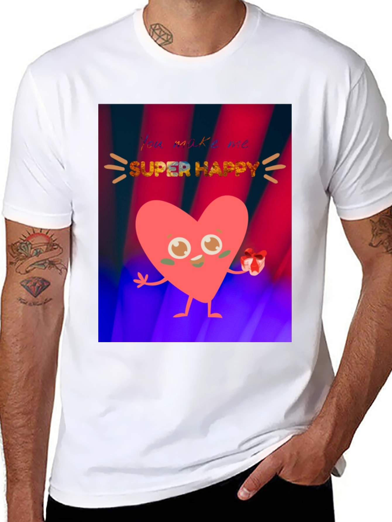 You Make Me Super Happy Heart Graphic T-Shirt