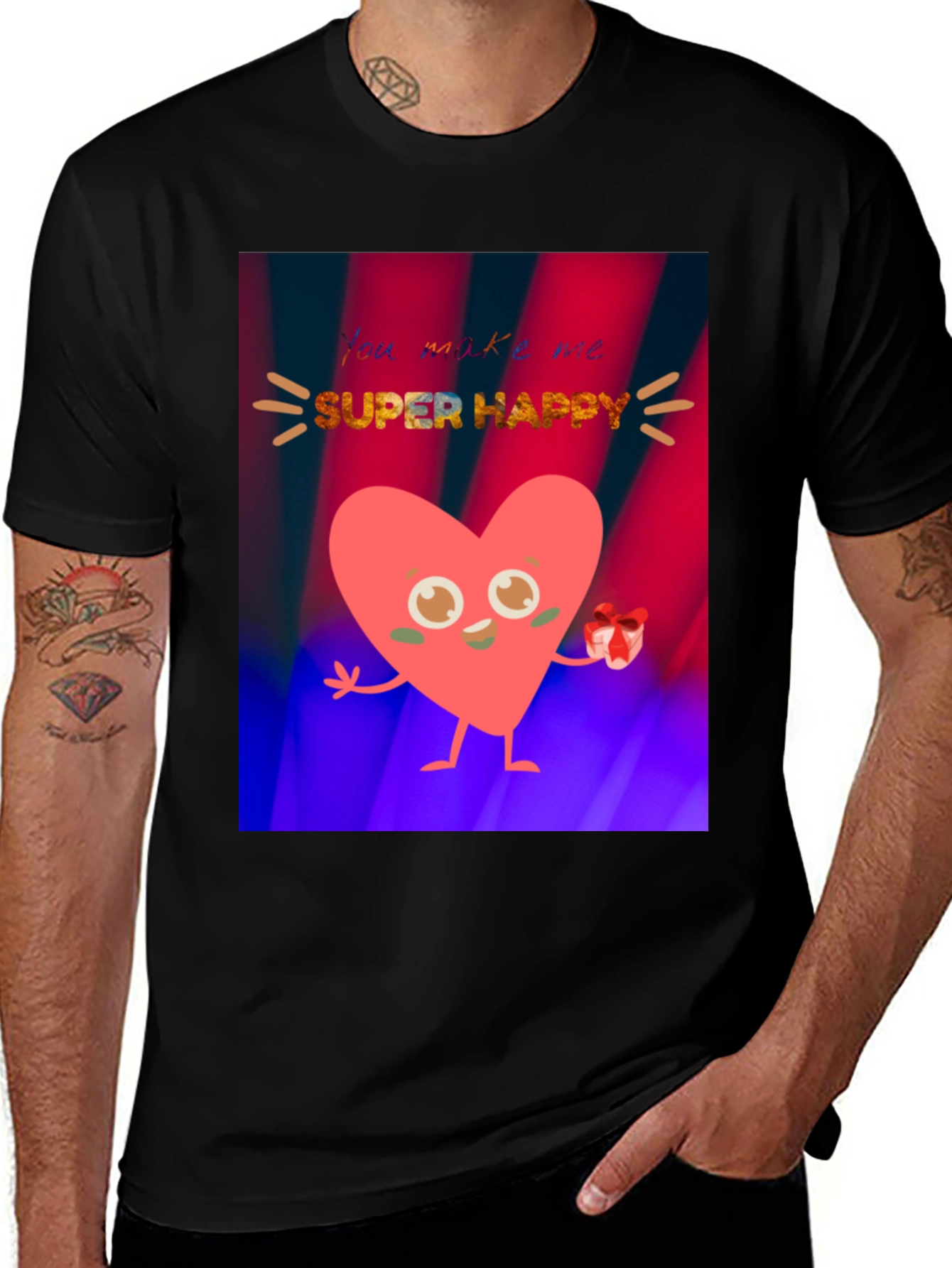You Make Me Super Happy Heart Graphic T-Shirt
