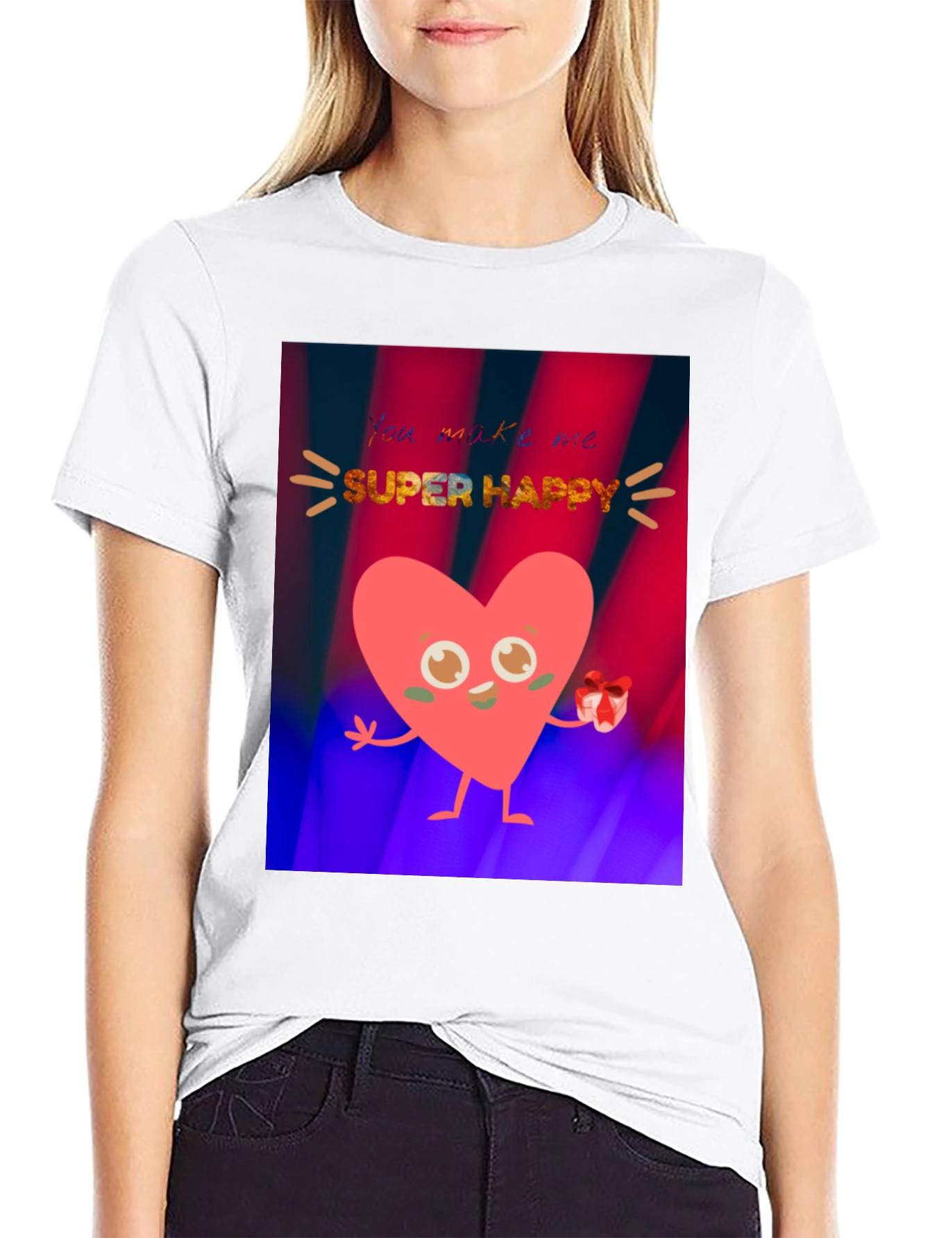 You Make Me Super Happy Heart Graphic T-Shirt