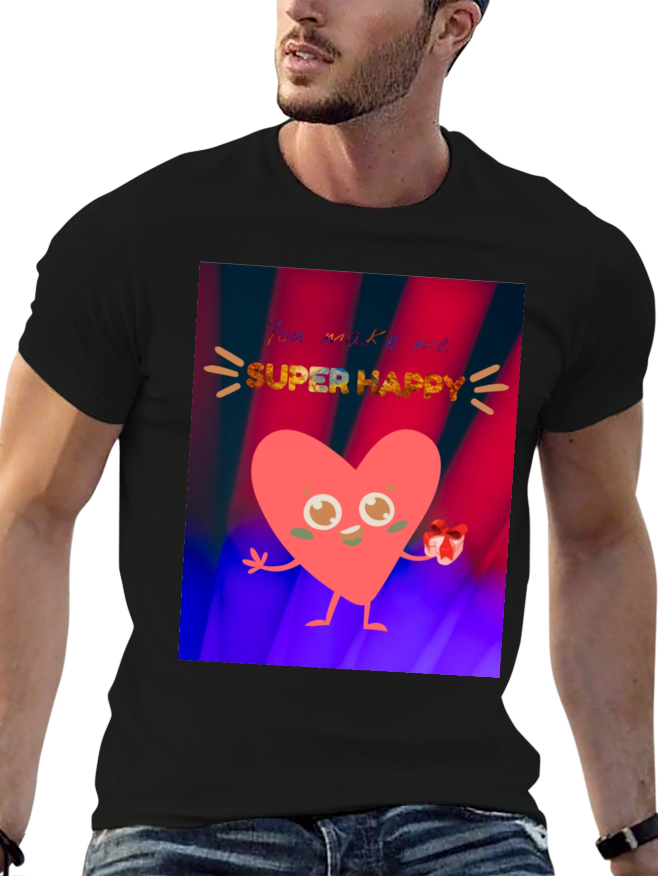 You Make Me Super Happy Heart Graphic T-Shirt