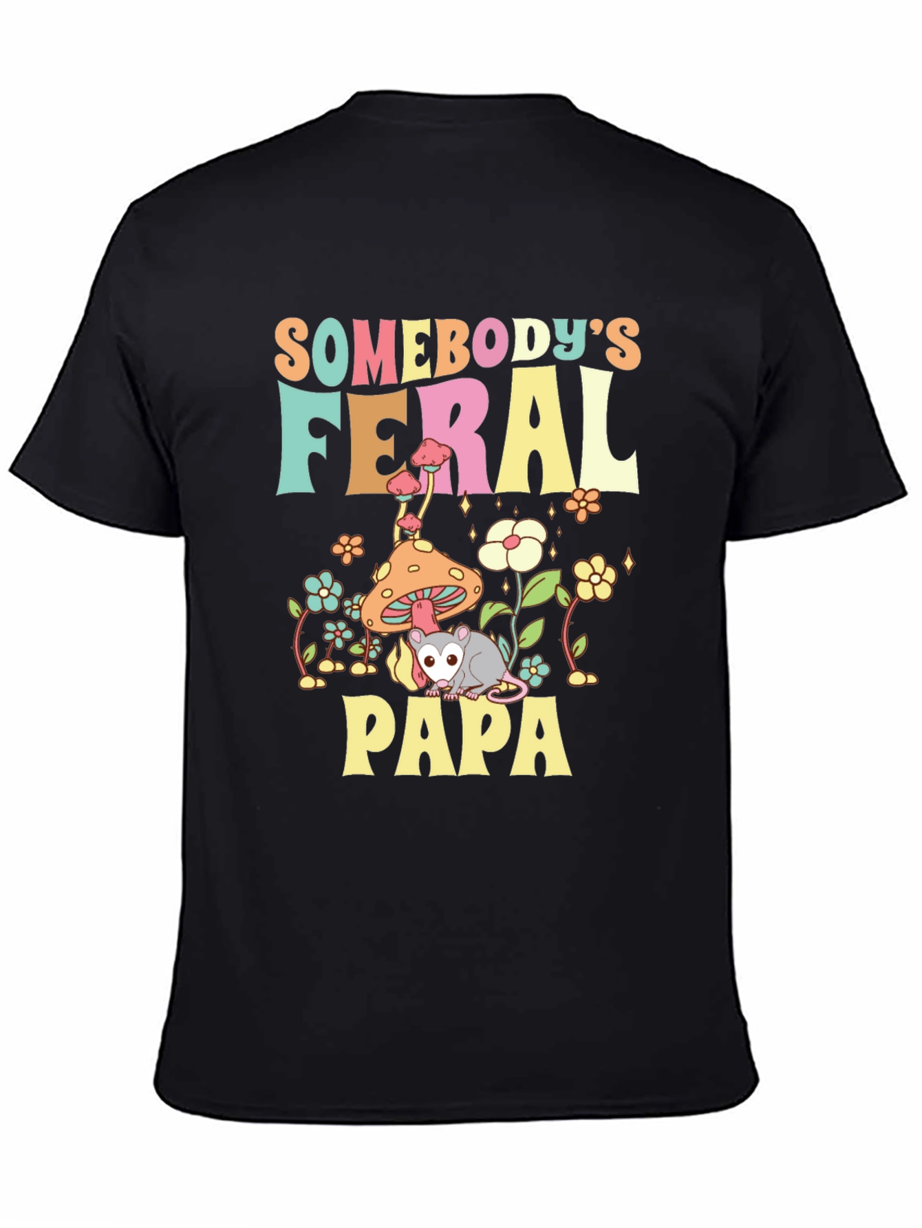 Feral Papa Graphic Tee - Fun Possum Dad Shirt