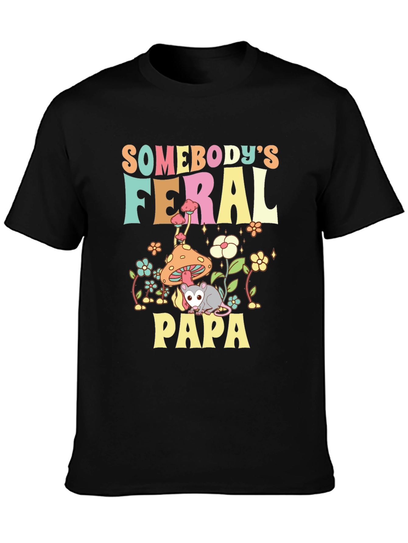 Feral Papa Graphic Tee - Fun Possum Dad Shirt