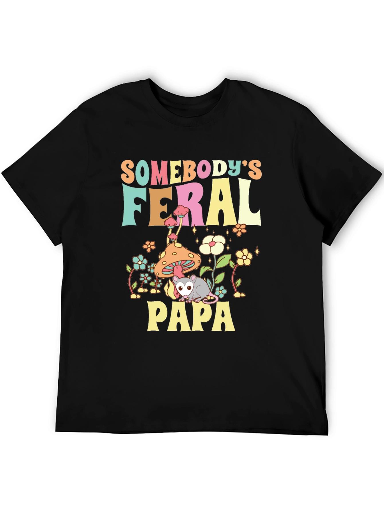 Feral Papa Graphic Tee - Fun Possum Dad Shirt