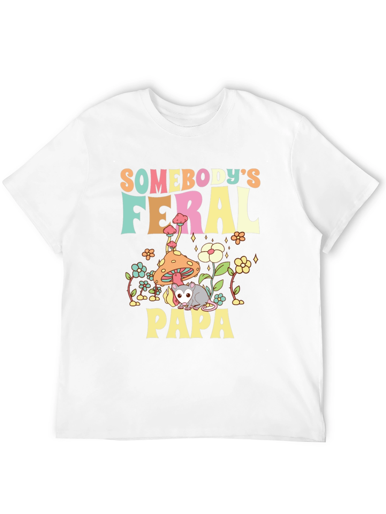 Feral Papa Graphic Tee - Fun Possum Dad Shirt