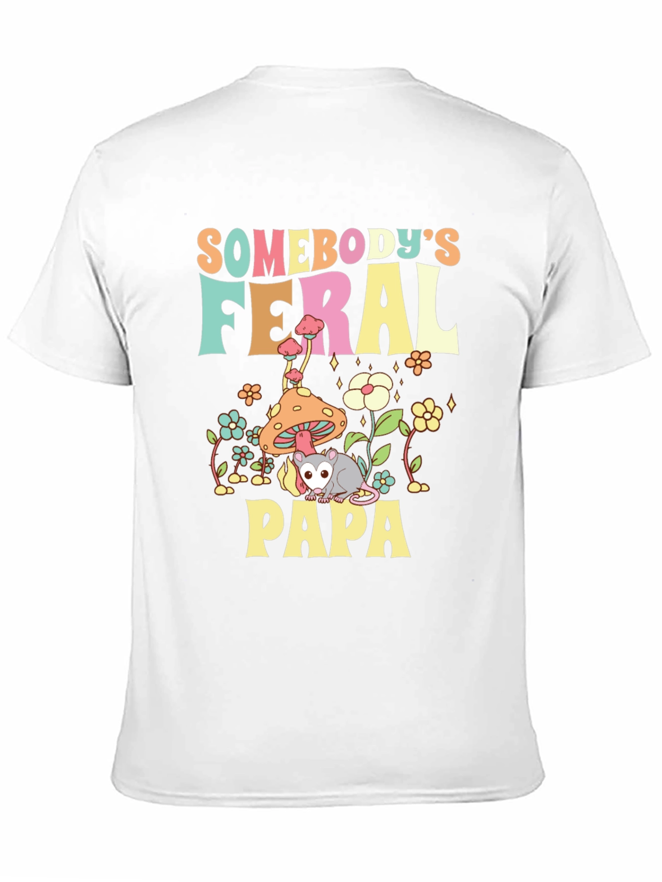 Feral Papa Graphic Tee - Fun Possum Dad Shirt