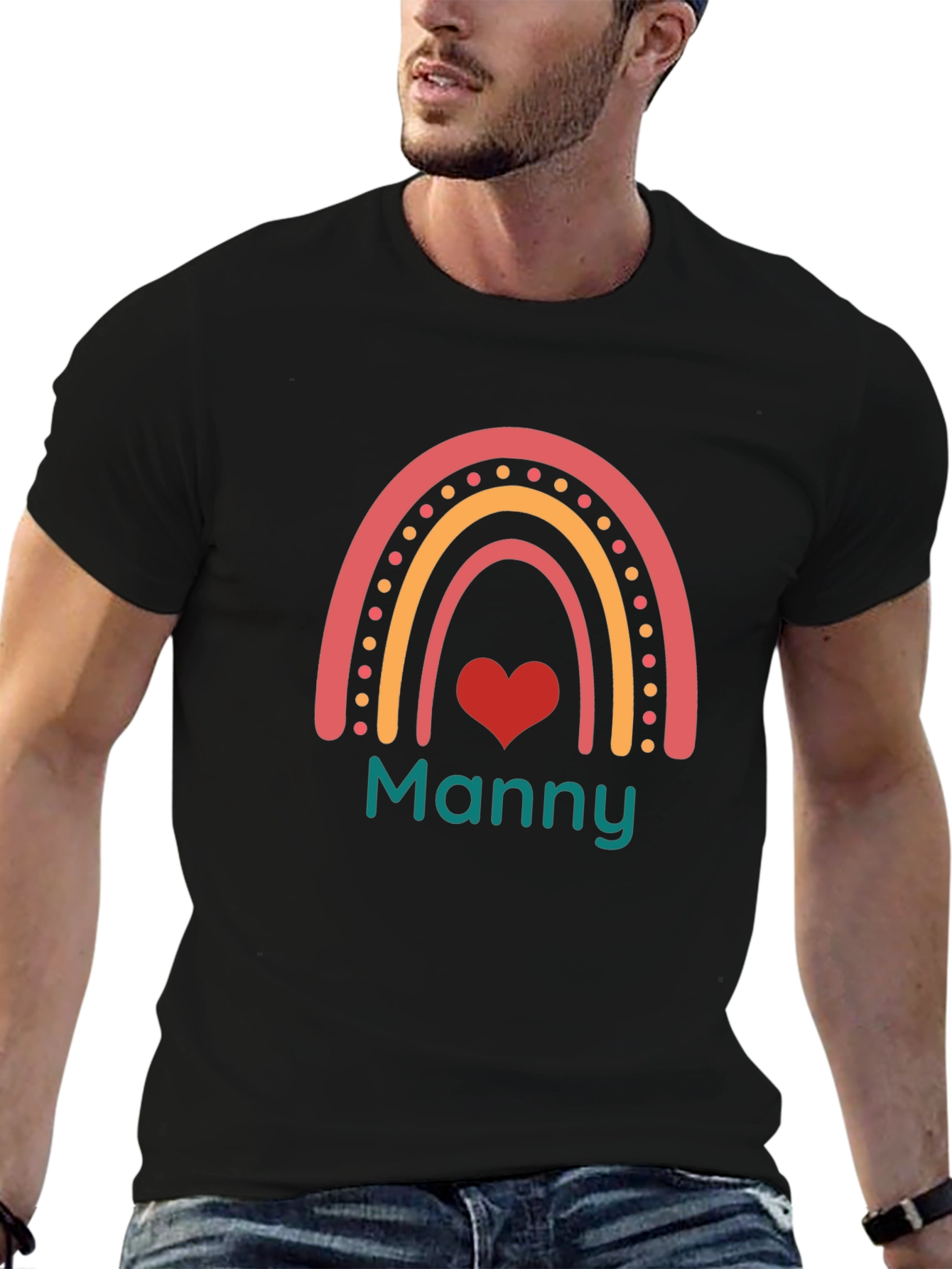 Rainbow Manny Graphic Tee - Black Cotton Blend