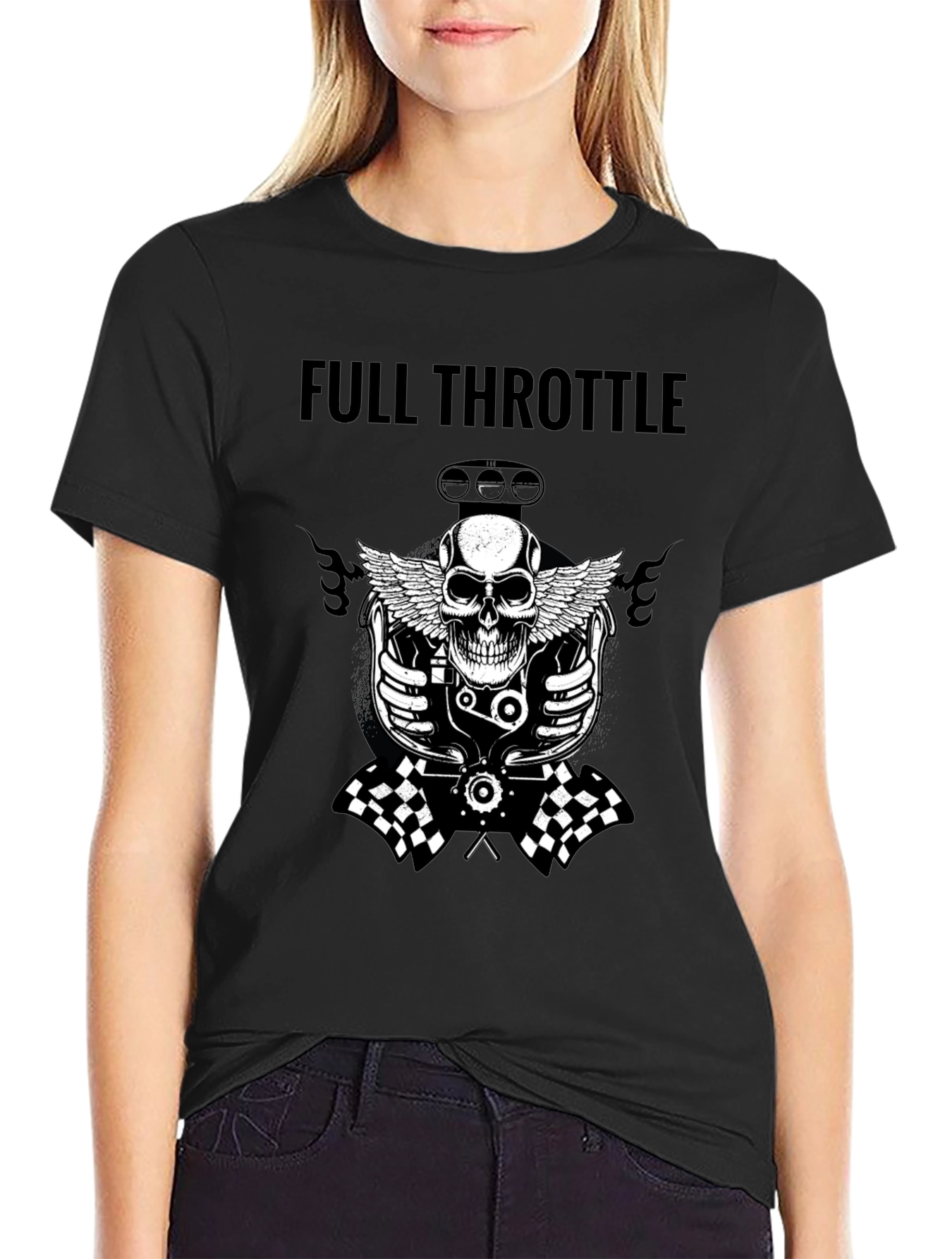 Full Throttle Skull Graphic Tee - Black