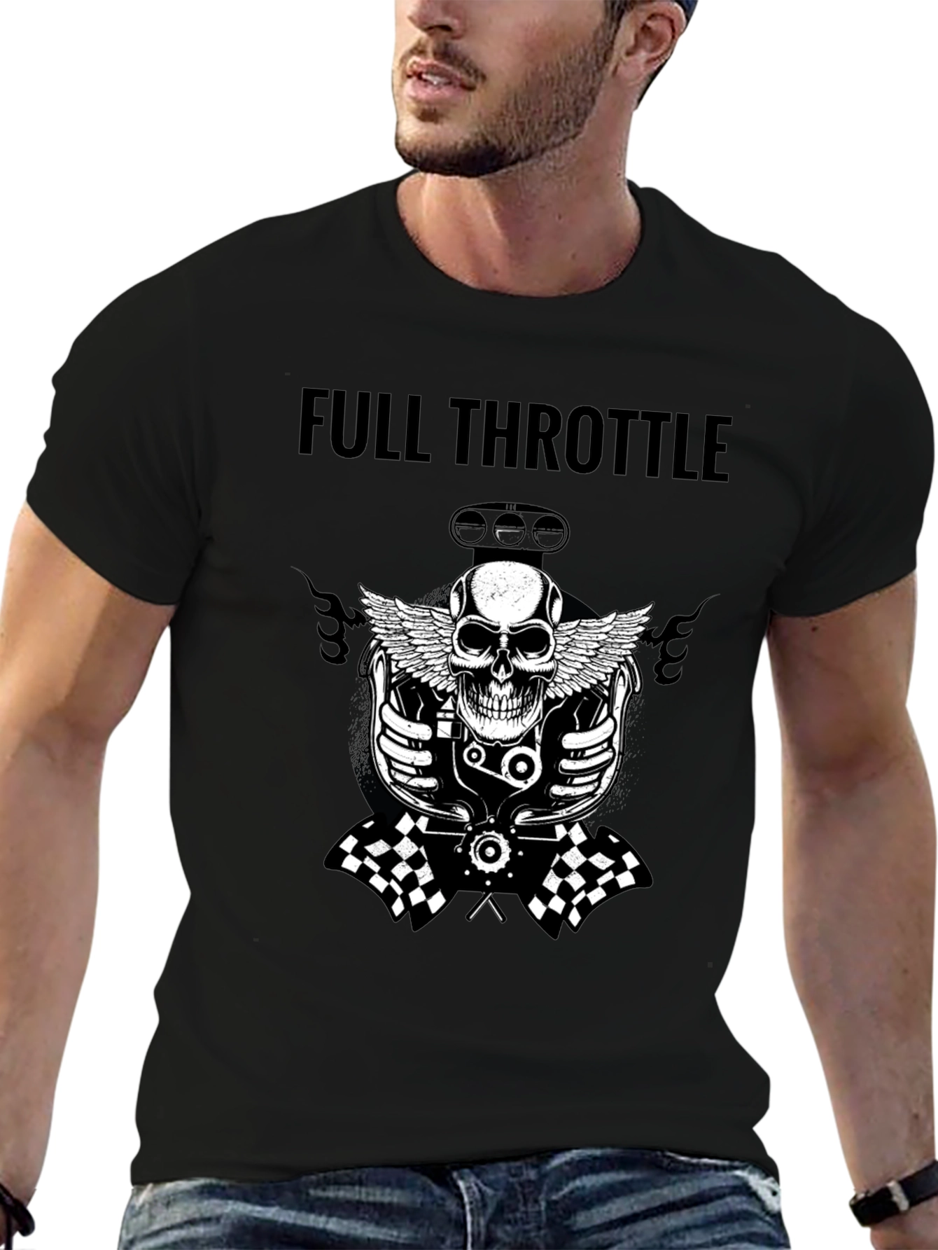 Full Throttle Skull Graphic Tee - Black