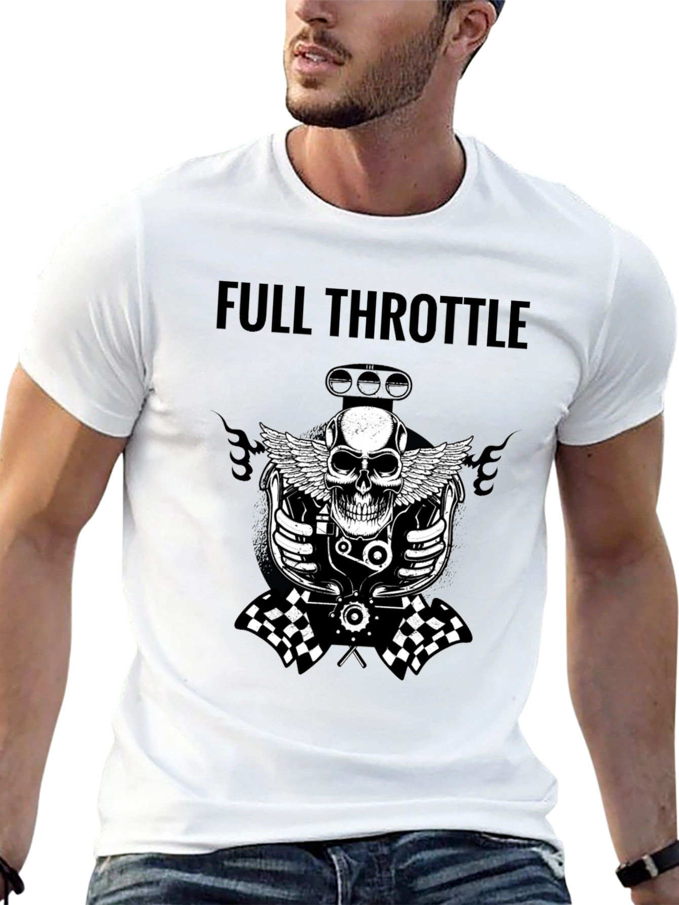 Full Throttle Skull Graphic Tee - Black