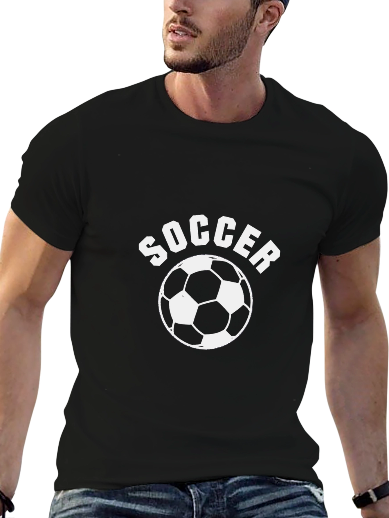 Soccer Graphic T-Shirt - Black Cotton Tee