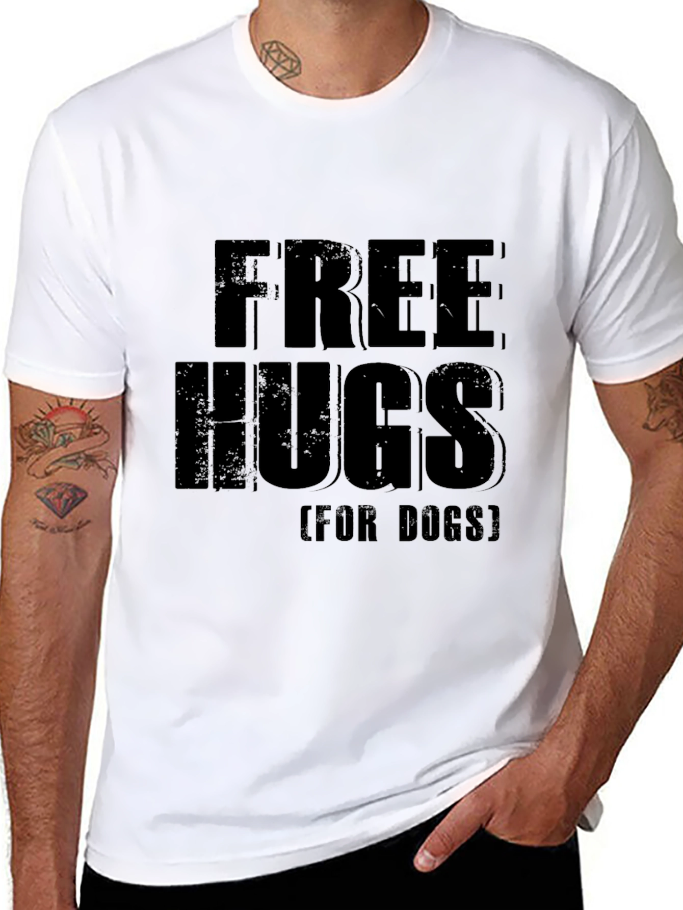 Free Hugs (For Dogs) Black Graphic T-Shirt