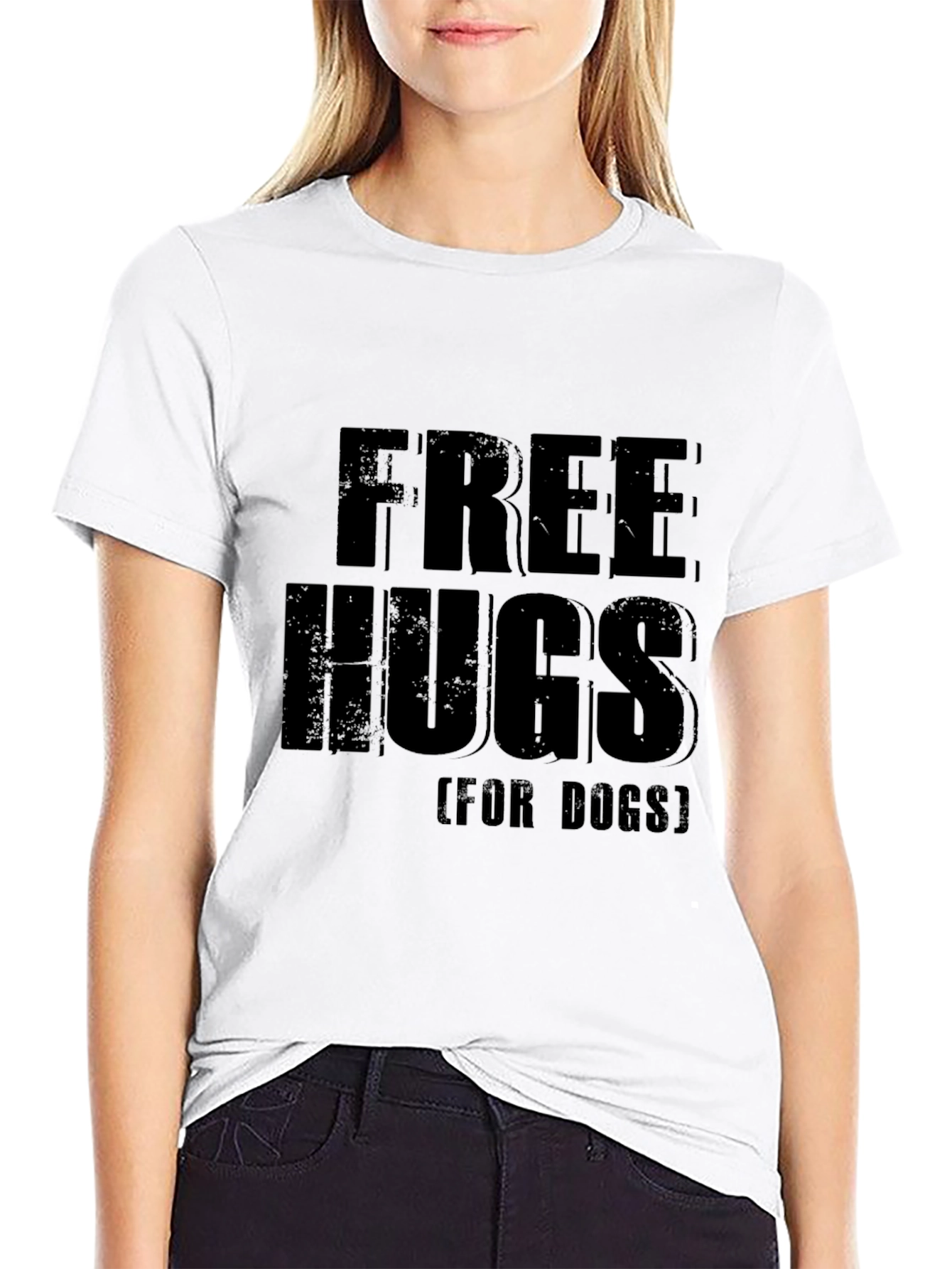 Free Hugs (For Dogs) Black Graphic T-Shirt