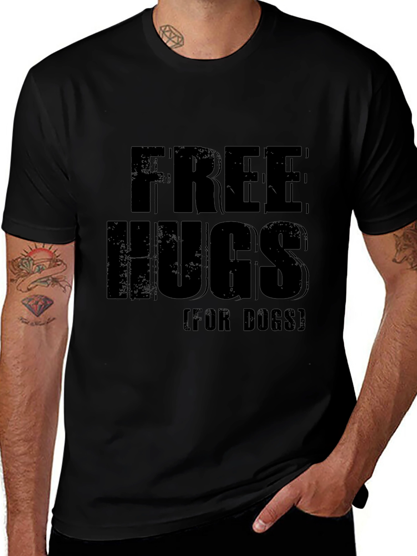 Free Hugs (For Dogs) Black Graphic T-Shirt