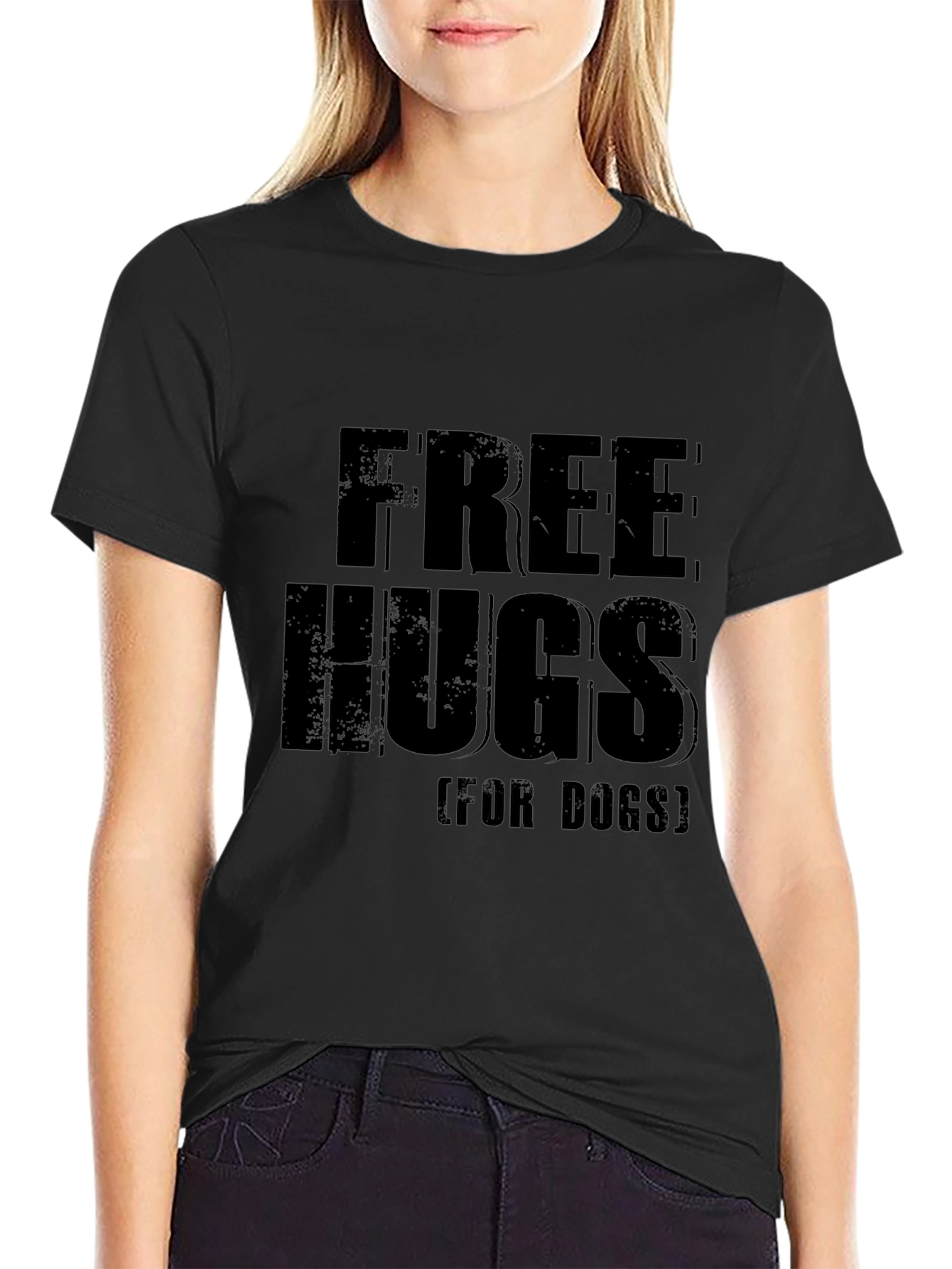 Free Hugs (For Dogs) Black Graphic T-Shirt