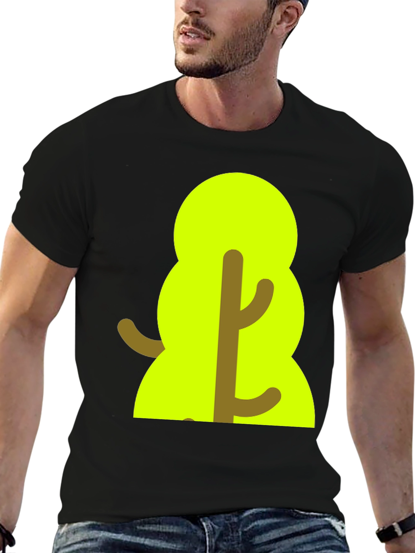 Cartoon Tree Graphic Tee - Black Unisex T-Shirt