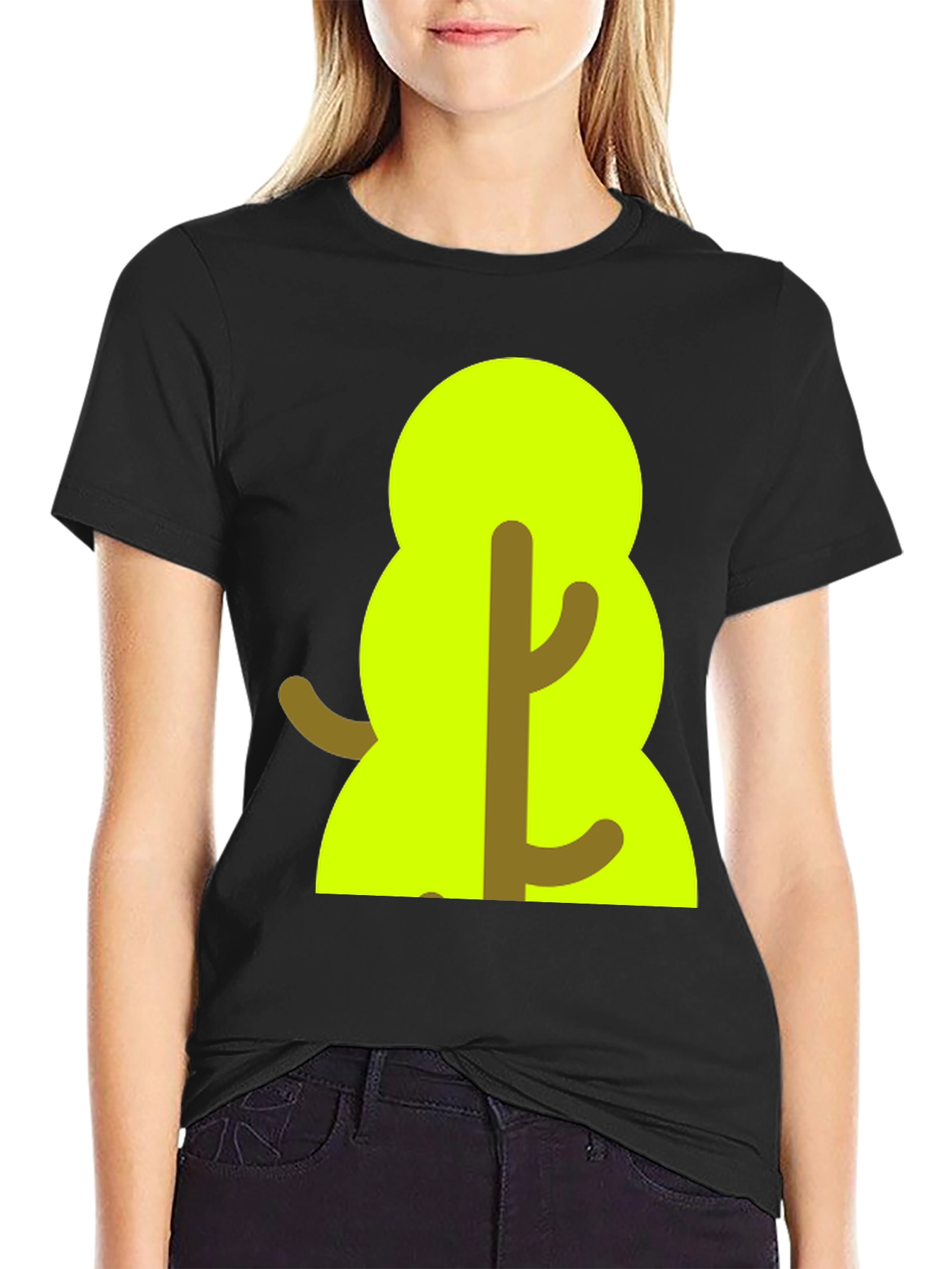 Cartoon Tree Graphic Tee - Black Unisex T-Shirt