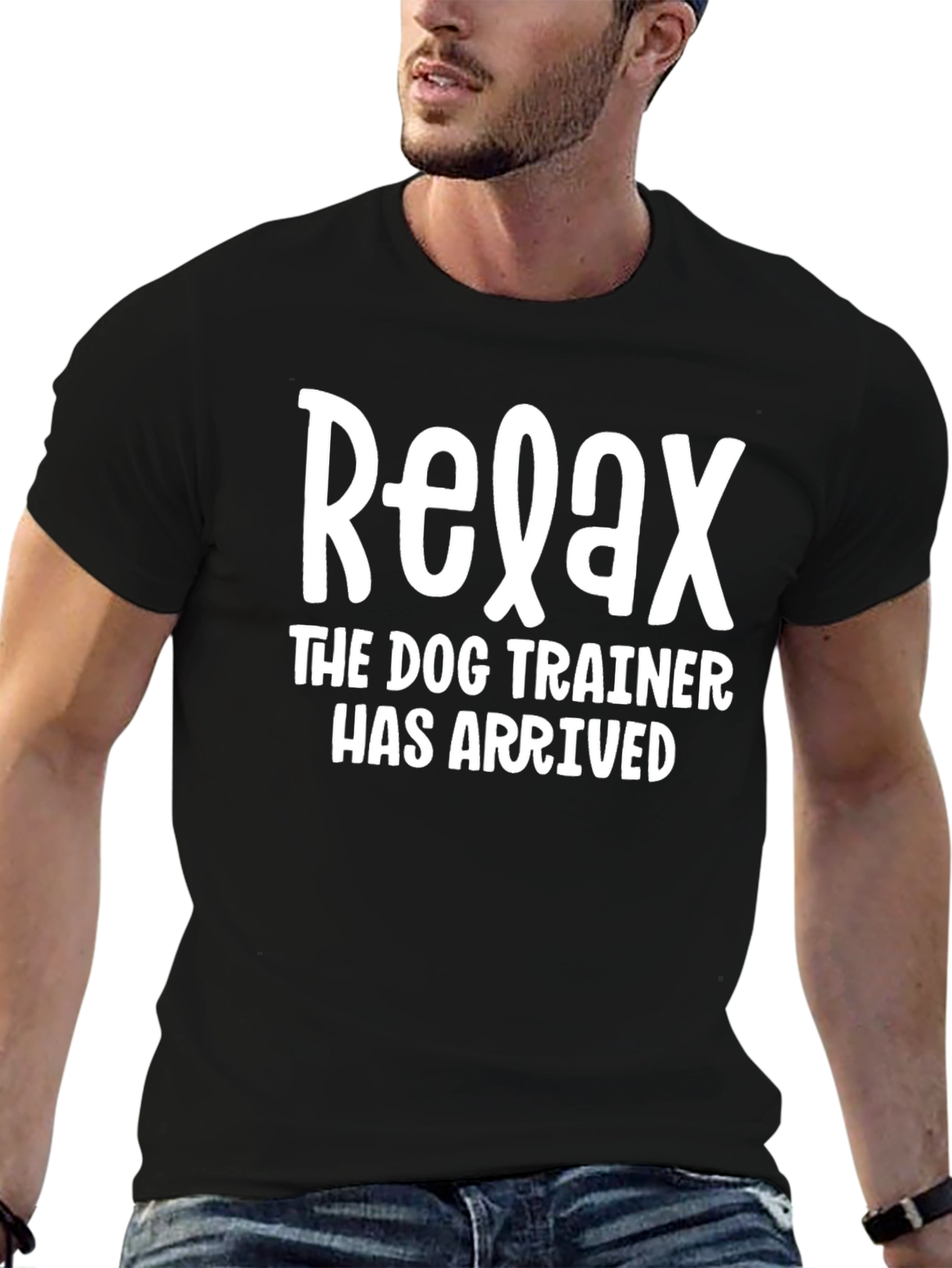 Relax Dog Trainer T-Shirt - Black Cotton Graphic Tee