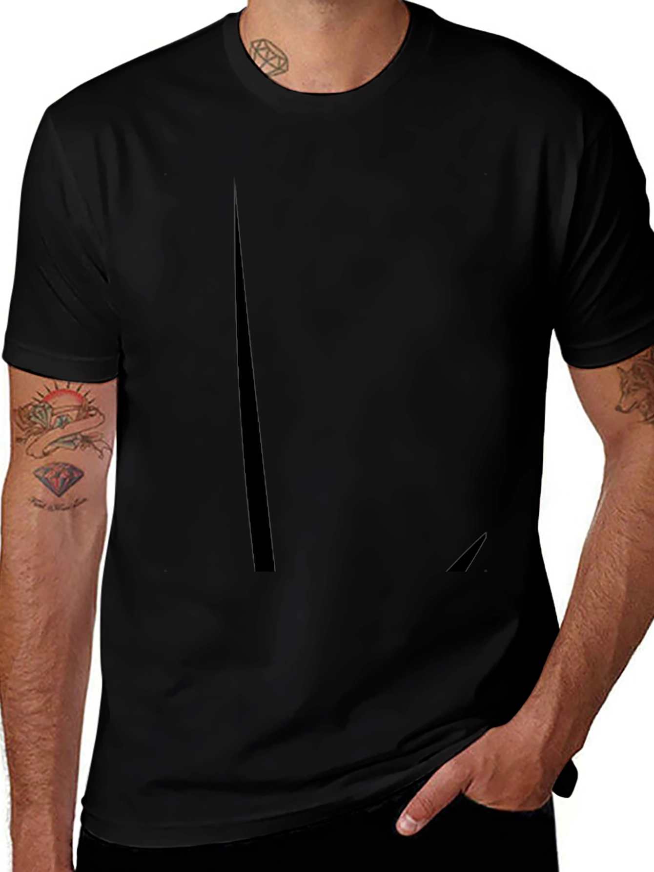 Mens Solid Black Crew Neck T-Shirt