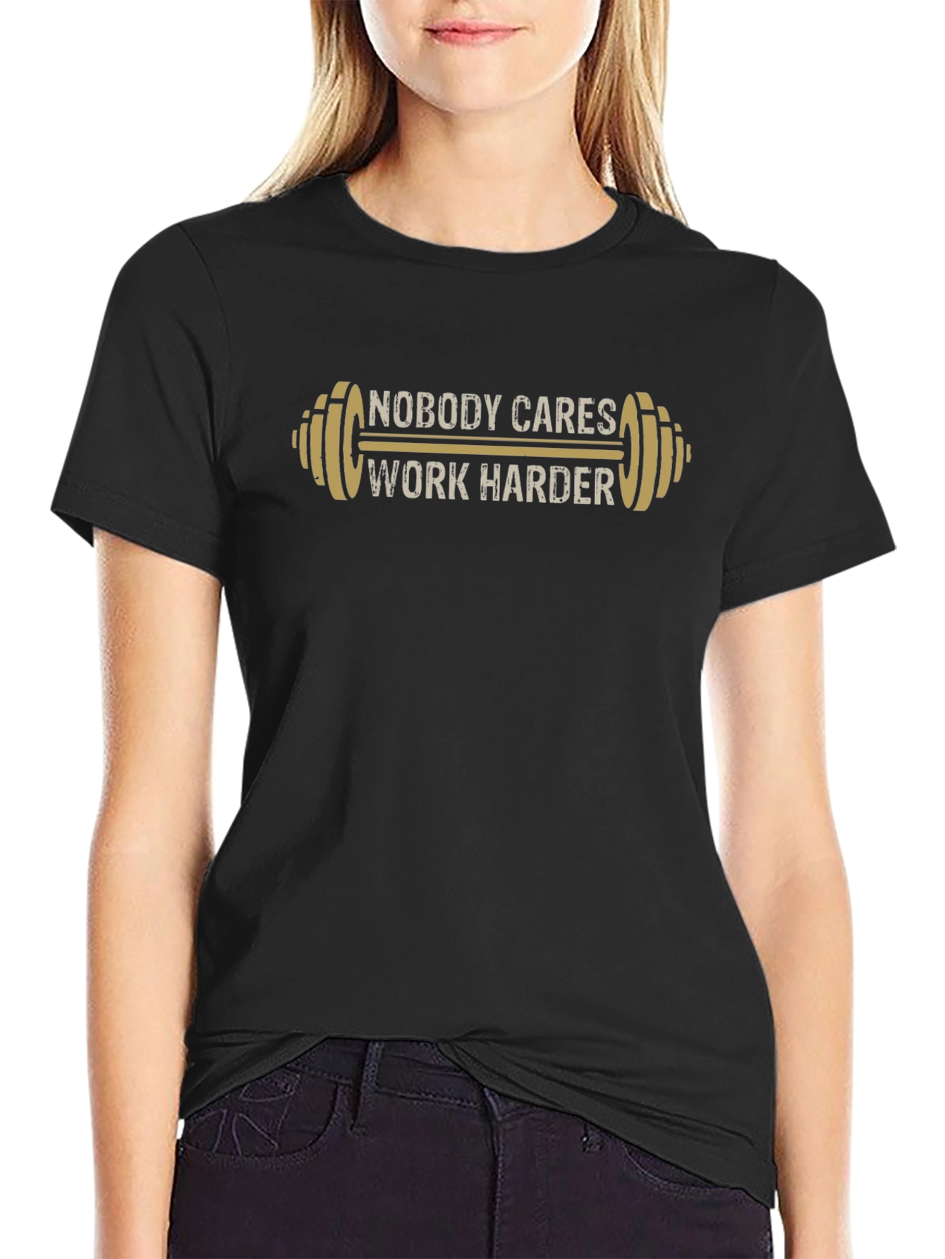 Nobody Cares Work Harder Black T-Shirt Gym Motivation