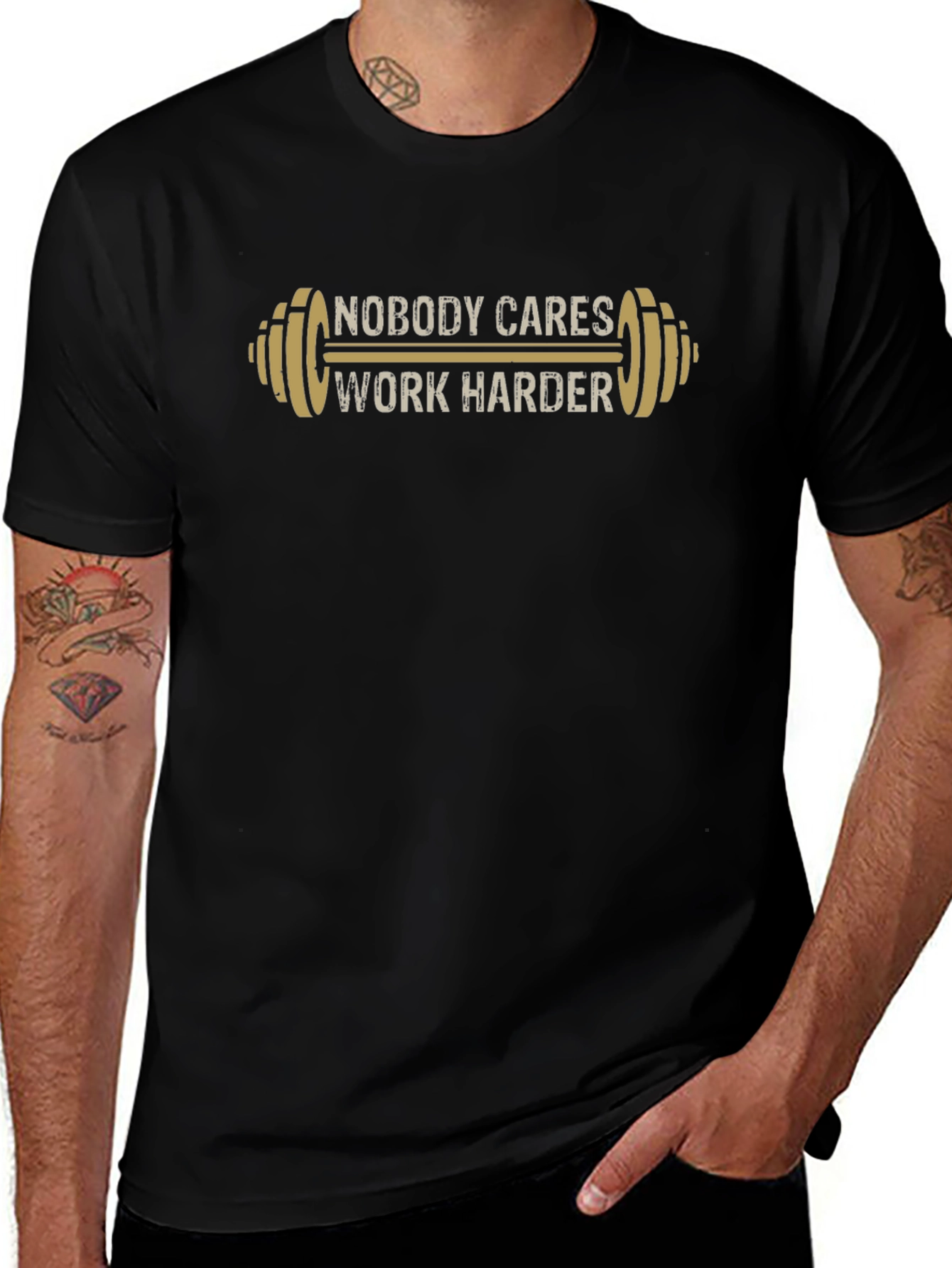 Nobody Cares Work Harder Black T-Shirt Gym Motivation