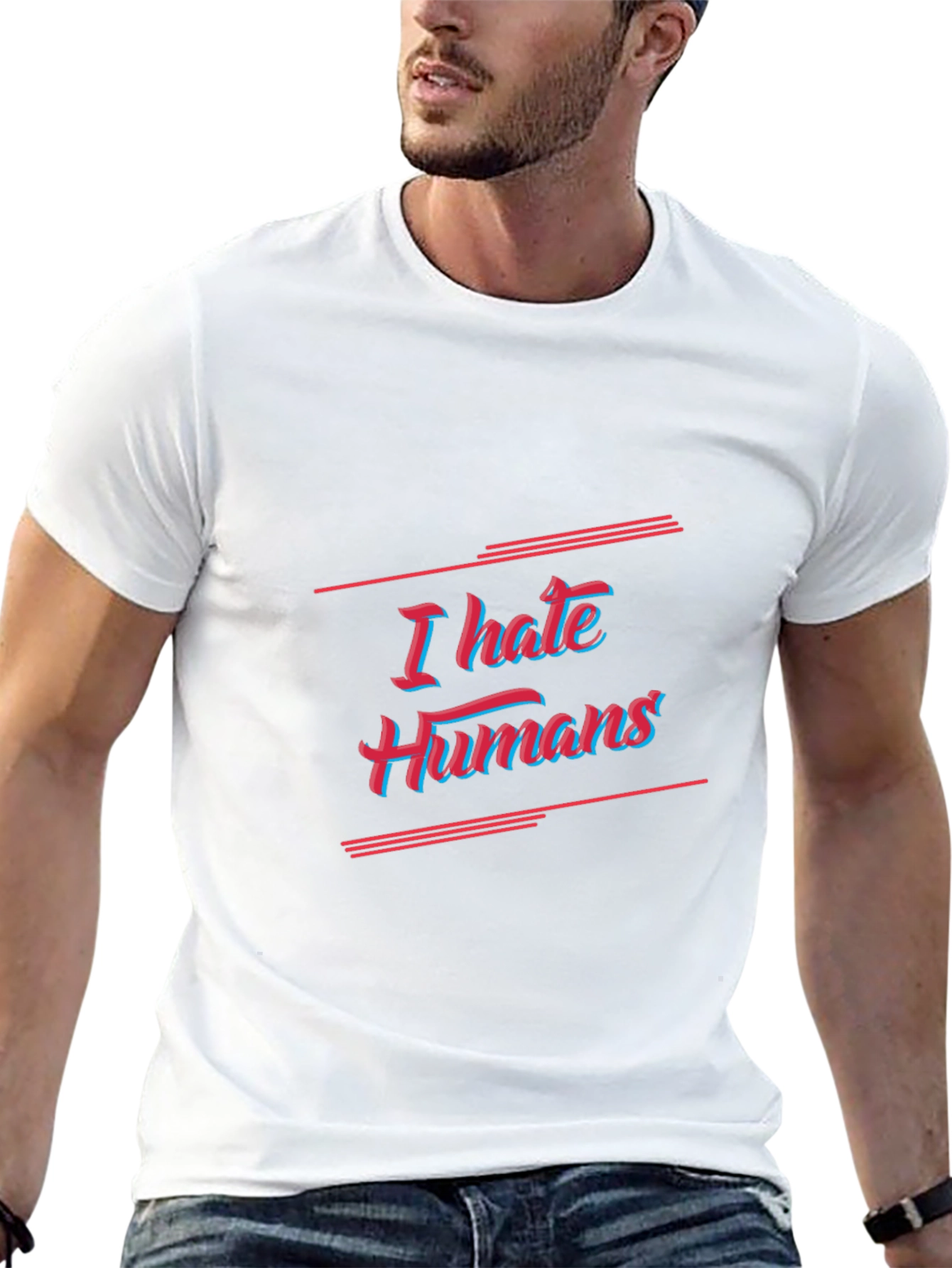 I Hate Humans Graphic Tee - Black Cotton T-Shirt
