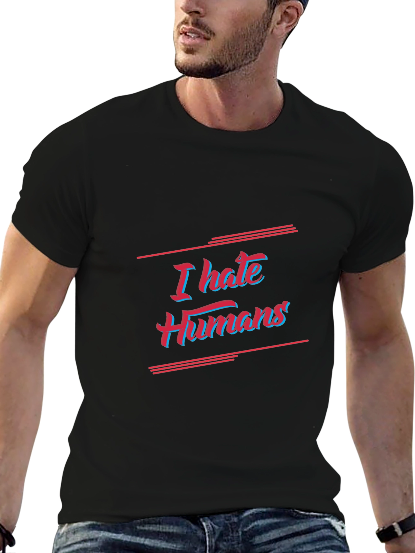 I Hate Humans Graphic Tee - Black Cotton T-Shirt