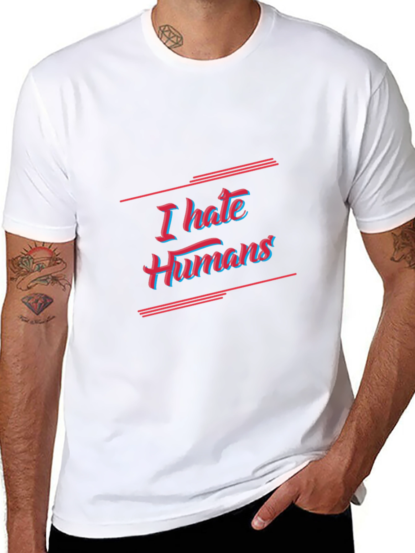 I Hate Humans Graphic Tee - Black Cotton T-Shirt