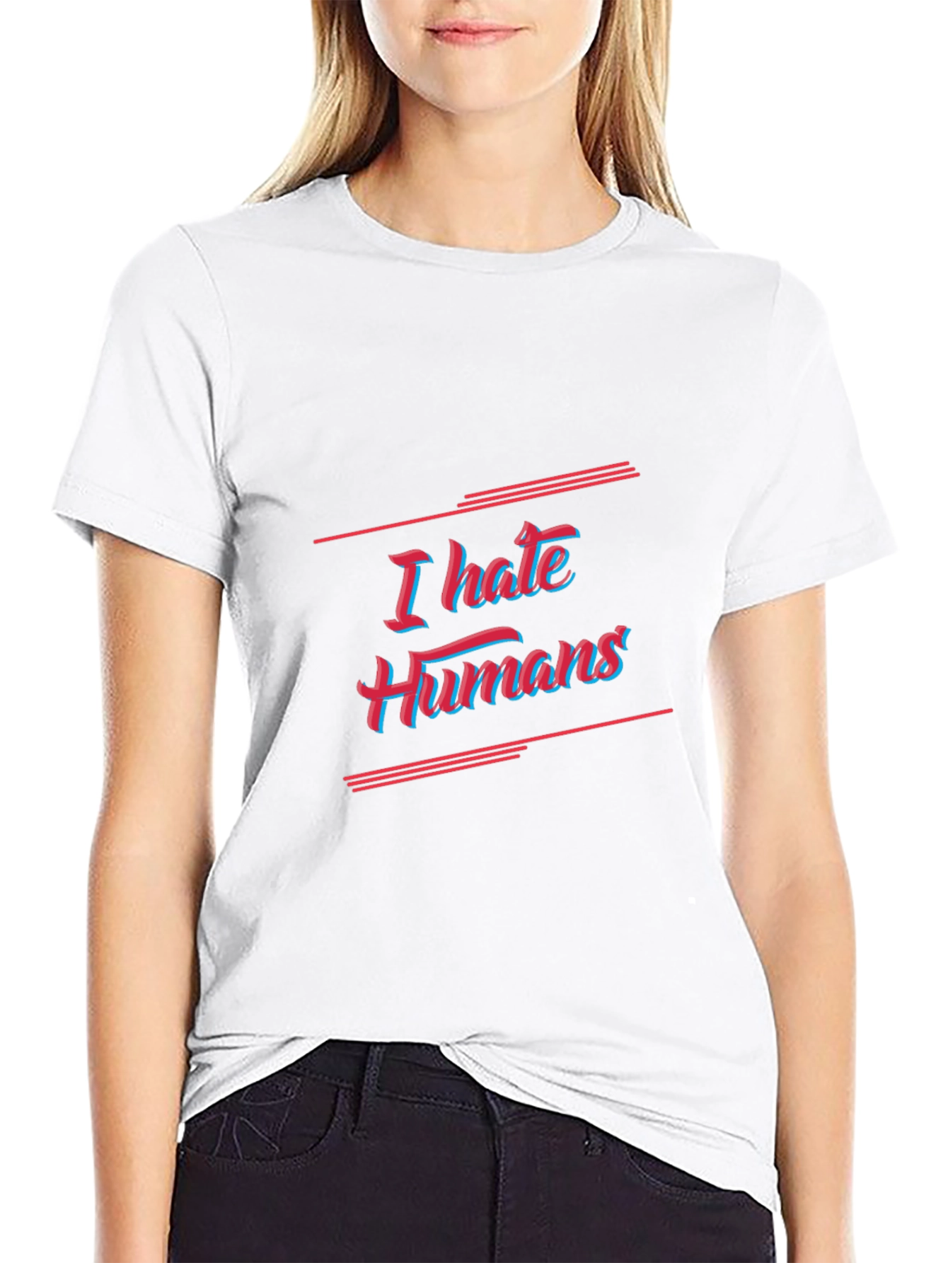 I Hate Humans Graphic Tee - Black Cotton T-Shirt