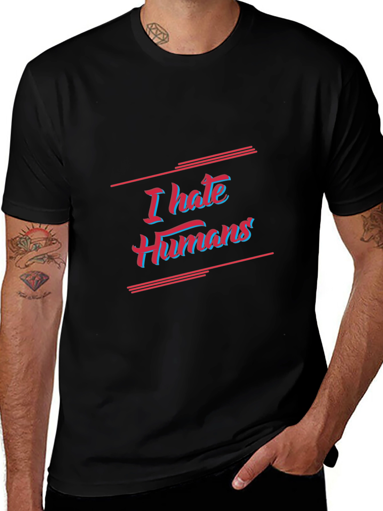 I Hate Humans Graphic Tee - Black Cotton T-Shirt