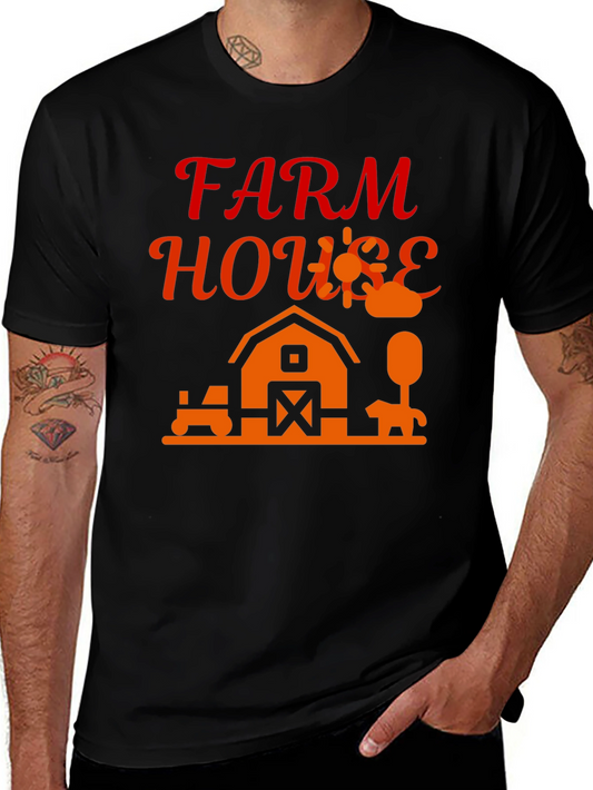 Farm House Graphic Tee - Black Cotton Blend
